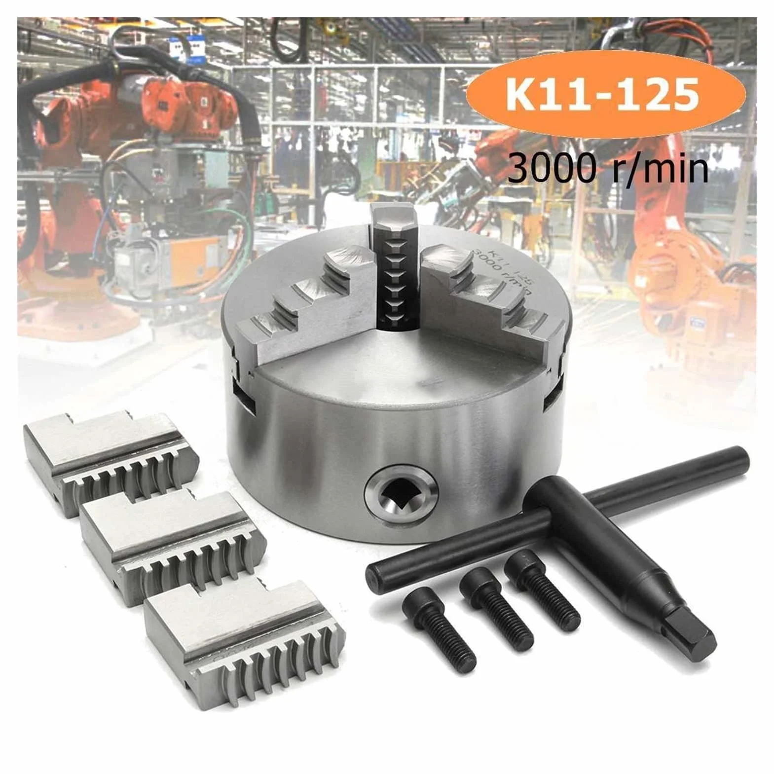 Uchwyt tokarski, K11-125 3 Tokarka szczęki CHUCK 125mm Self Centring Hardeed Dwustronne narzędzie do wiercenia frezarki