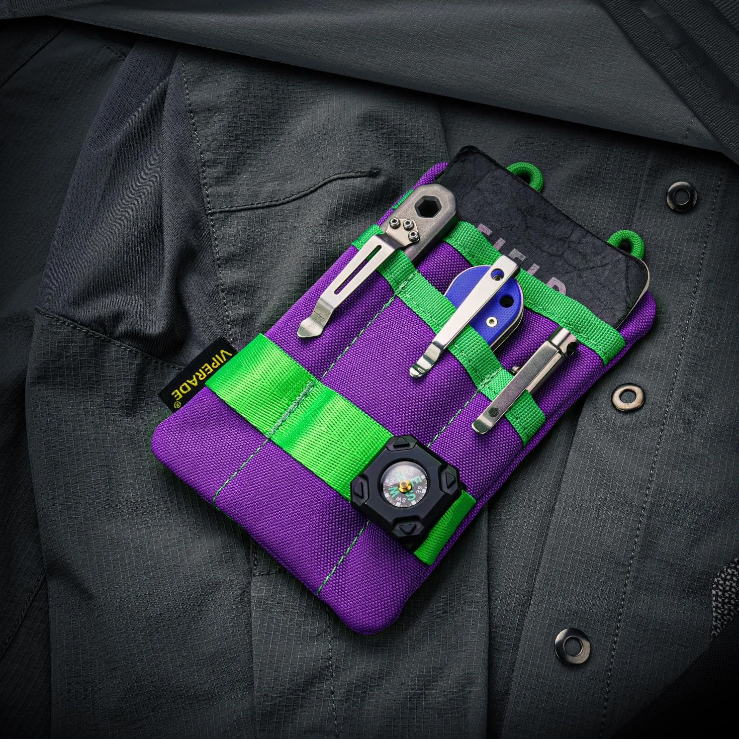 VIPERADE VE1 EDC Organizer kieszonkowy na narzędzia, mała torba EDC z 5 kieszeniami, mały organizer na narzędzia wielofunkcyjne, nylonowa osłona narzędziowa na latarkę, narzędzia wielofunkcyjne