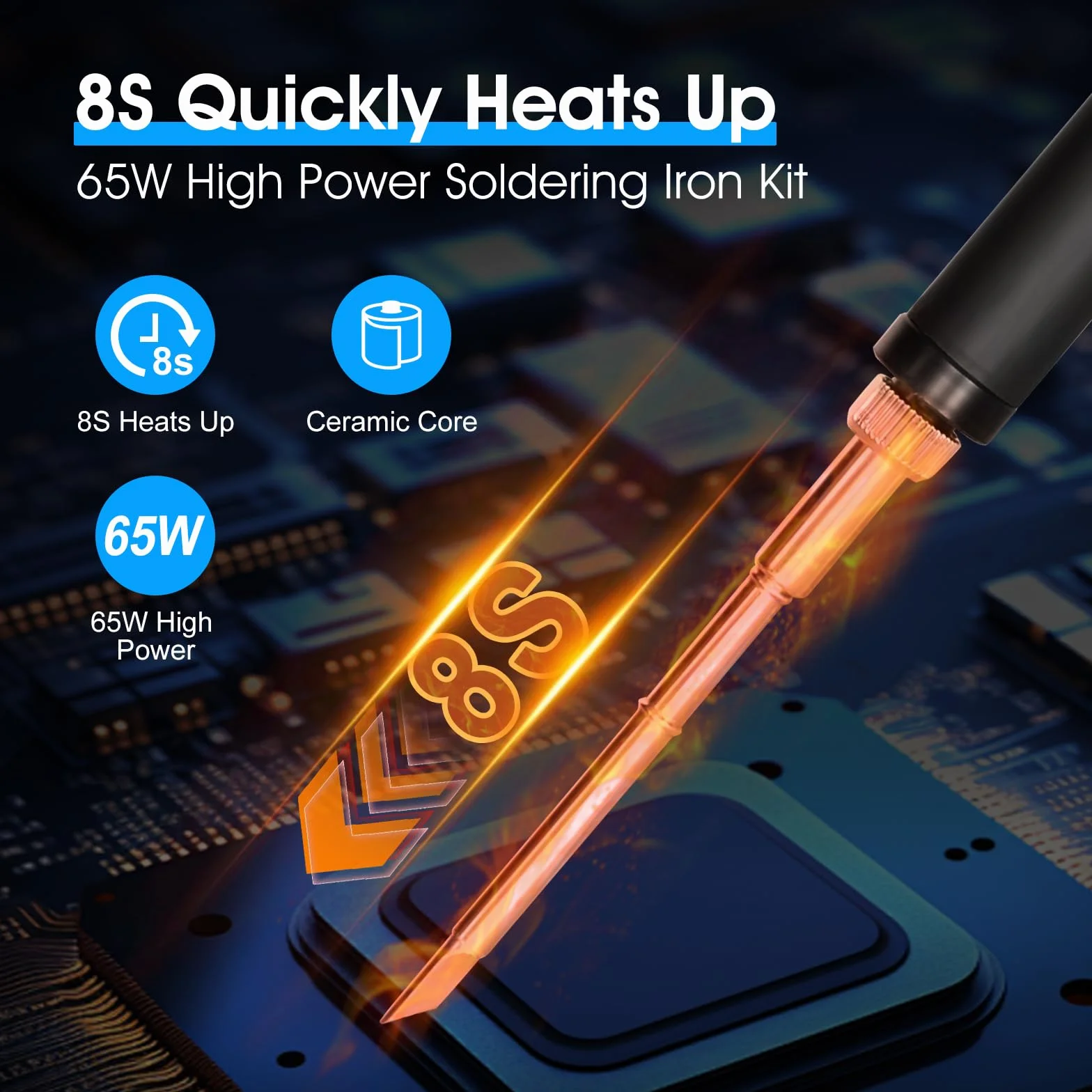 Zestaw Lutownicy, Bezprzewodowa Lutownica 65 W z Wyświetlaczem OLED, 5 Grotów Lutowniczych, Szybkie Nagrzewanie 180-450 ℃, Automatyczna Hibernacja Napraw i Majsterkowania