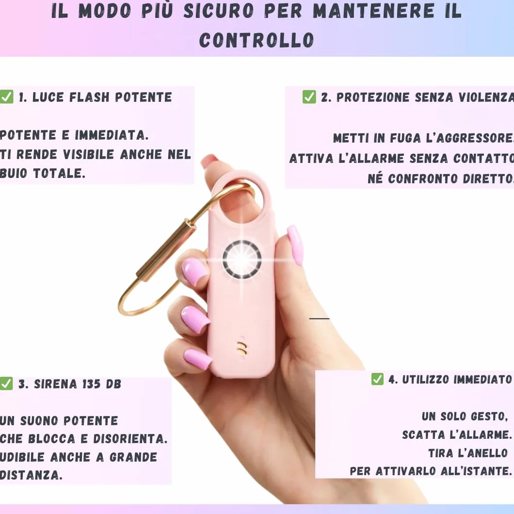 VOLTEK gwizdek i alarm osobisty (niebieski) kobieta obrona + detektor samoobrony drzwi i okien, alarm, mini autonomiczny + gwizdek osobisty awaryjny potężna lampa 135 dB, USB-C, przewodnik