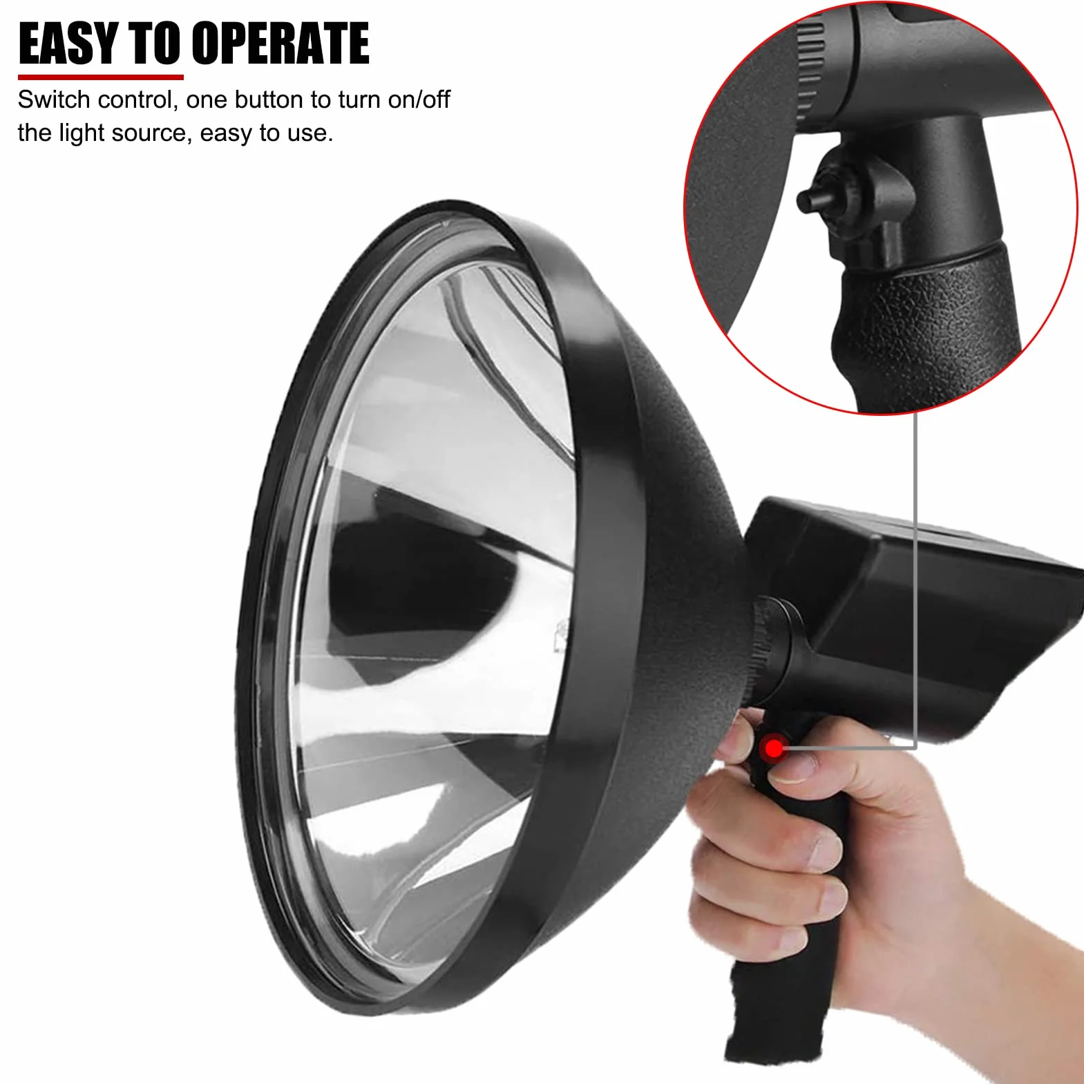 Latarka kieszonkowa 100 W HID 9 cali do użytku wewnątrz i na zewnątrz, 12 V, przenośna latarka punktowa, na kemping, do pływania łodzią, rolnictwa, reflektor roboczy