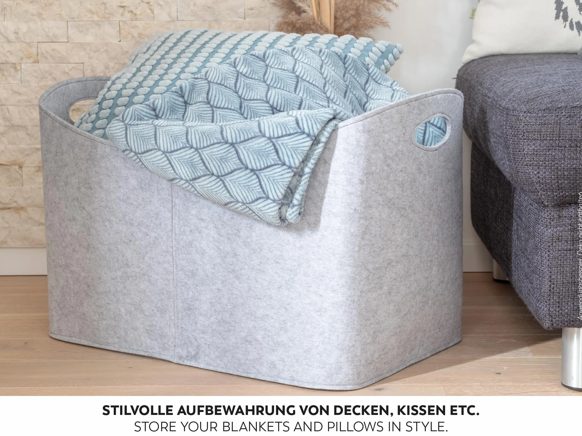 Rubberneck Filcowa torba na kłody XXL - do przechowywania drewna opałowego, dzienniki - 63 x 40 x 42 cm (szara)