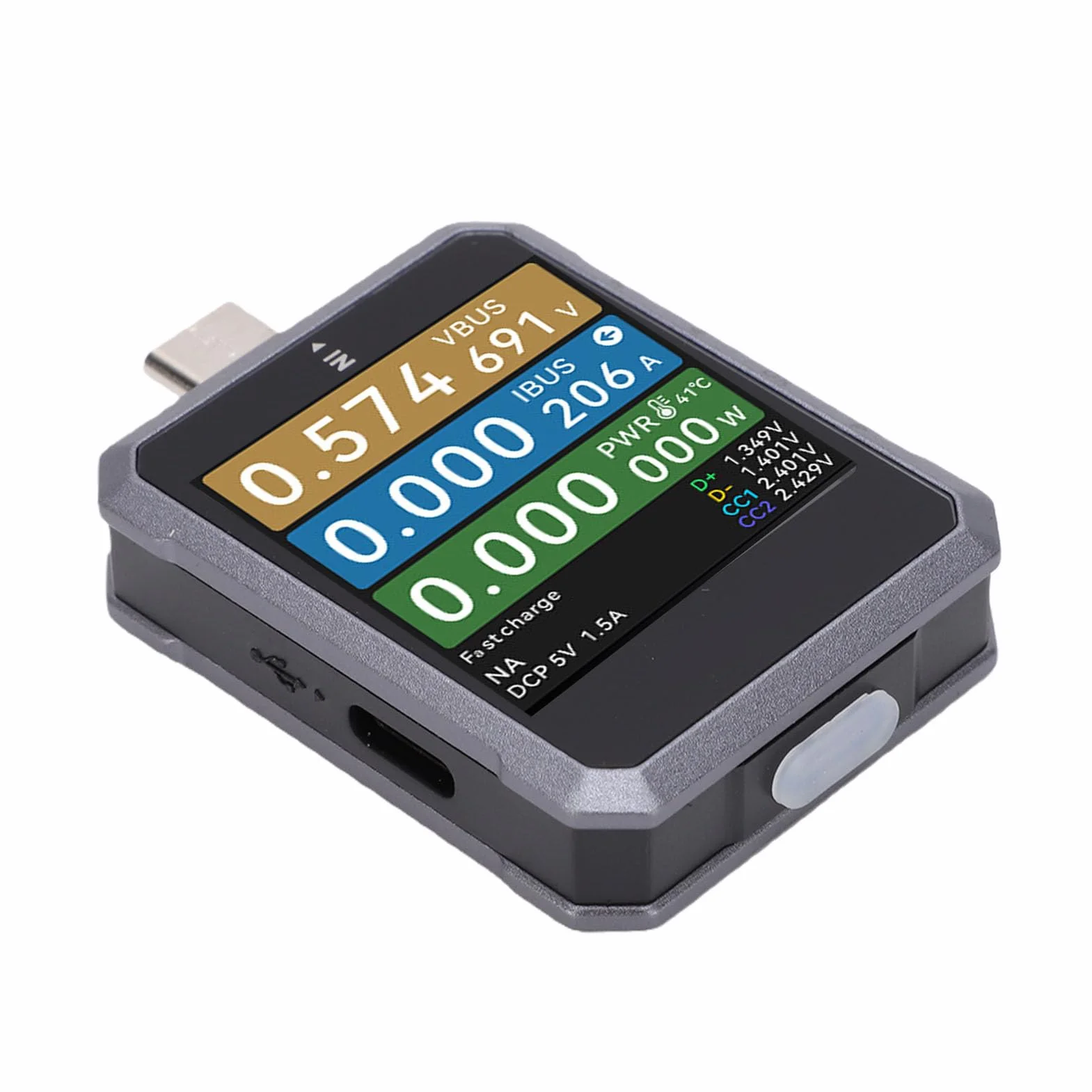 FTVOGUE Tester USB C, ABS Miernik Mocy USB C z detekcją PD3.1, 4 do 50 V 0 do 6,5 A 240 W Śledzenie Pojemności i Energii, dla Inżynierów Hobbystów Naprawa Telefonów Laboratoryjnych Testowanie