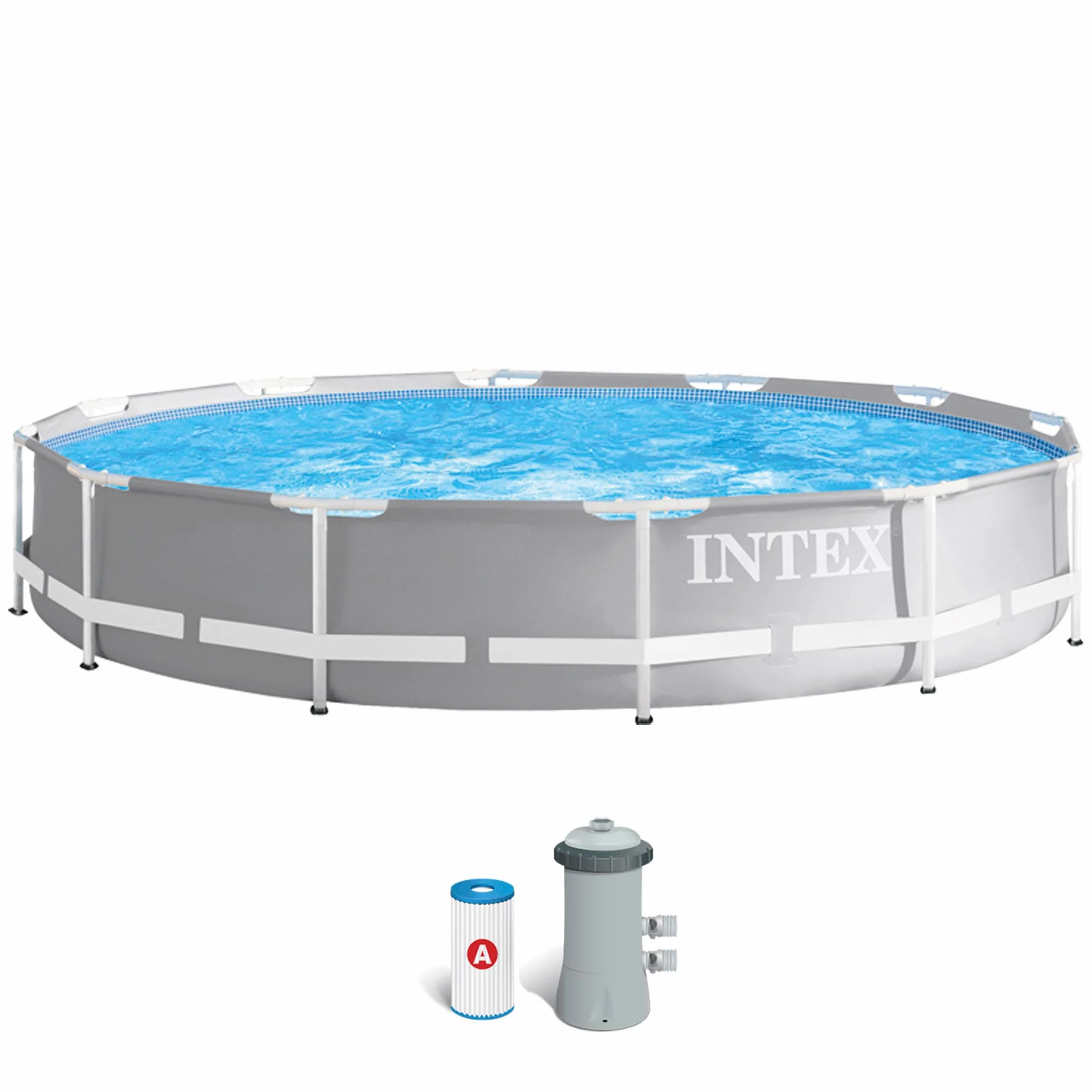 Intex Prism Basen Ogrodowy, Szary/Biały, 3.66 x 3.66 x 0.76 m