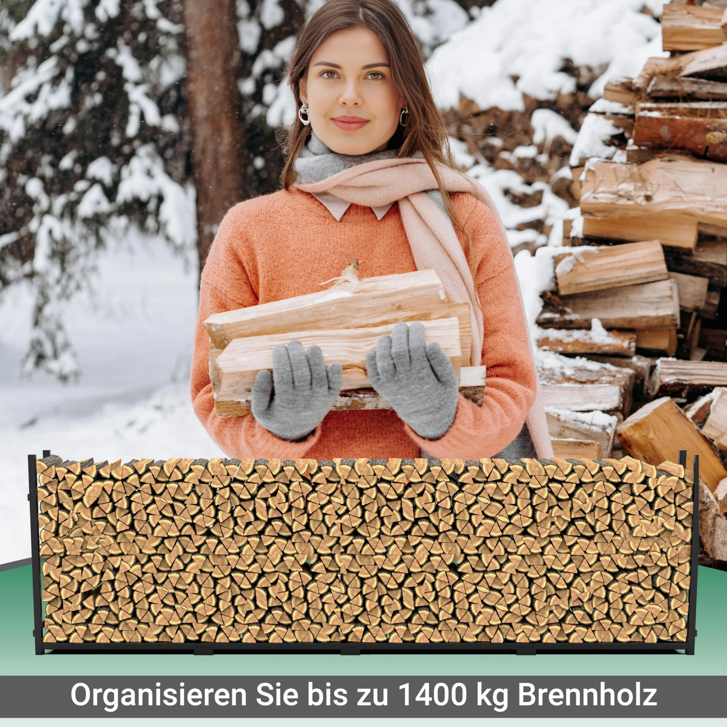 Wels Regał na Drewno Opałowe Metalowy Stojak 1400 kg z Pokrowcem 400 x 25 x 115 cm