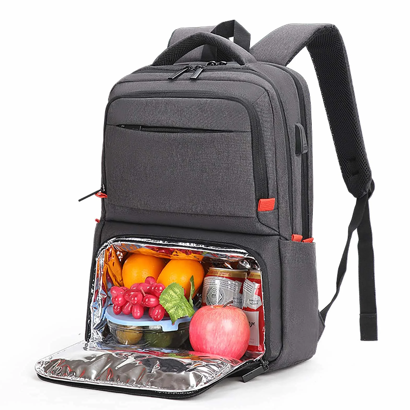Plecak Na Laptopa 15,6 Cala, Plecak Męski Z Torbą Na Lunch, Plecak O Dużej Pojemności Na Ciepłe śniadanie, Torba Na Piknik Na świeżym Powietrzu, Torba Na Zamrożone Ciepło,B