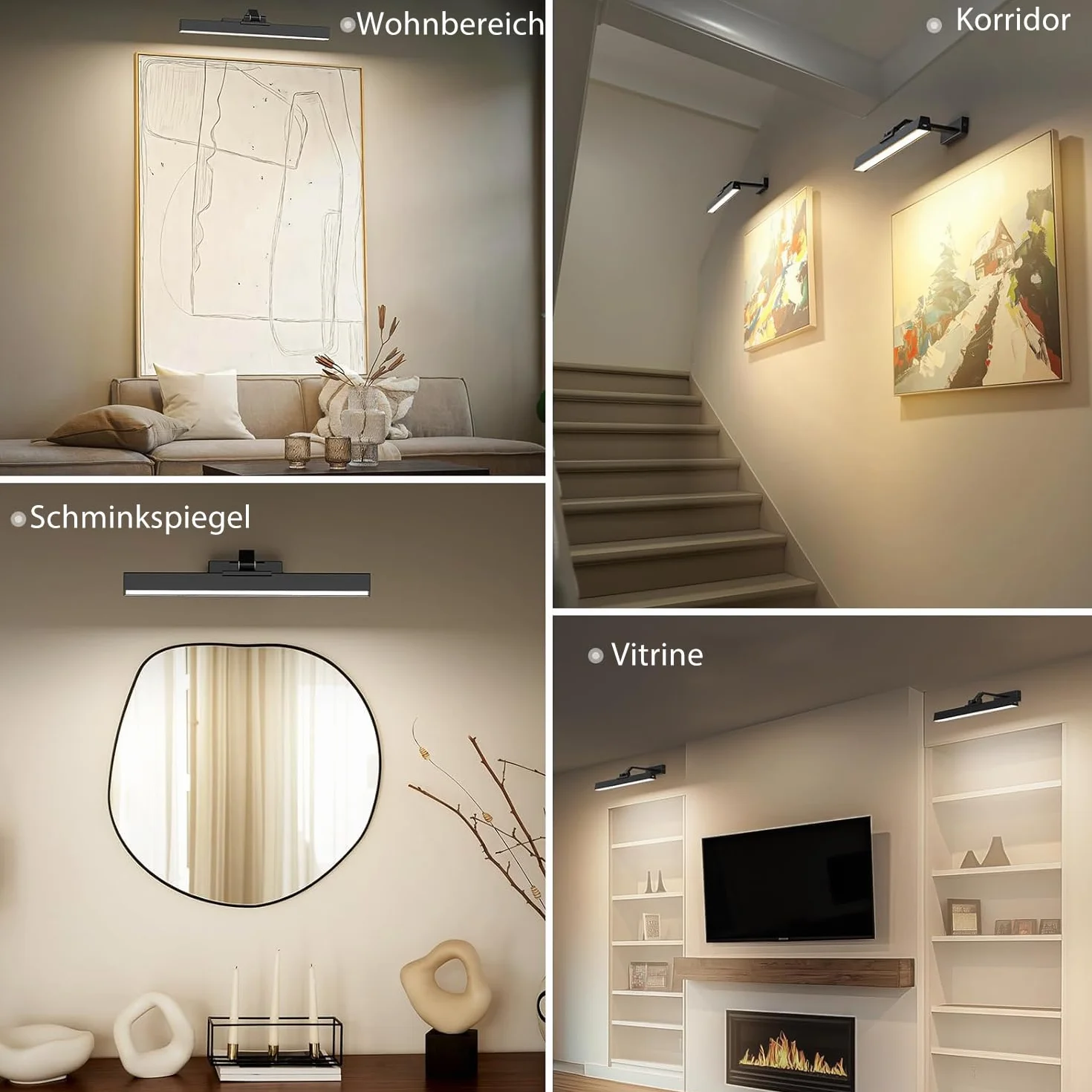 AIBOO LED Lampa do obrazów z akumulatorem, zestaw 2 sztuki, 40 CM, bezprzewodowa oświetlenie obrazów z pilotem zdalnego sterowania, możliwość regulacji jasności, magnetyczna, do wnętrz, bez
