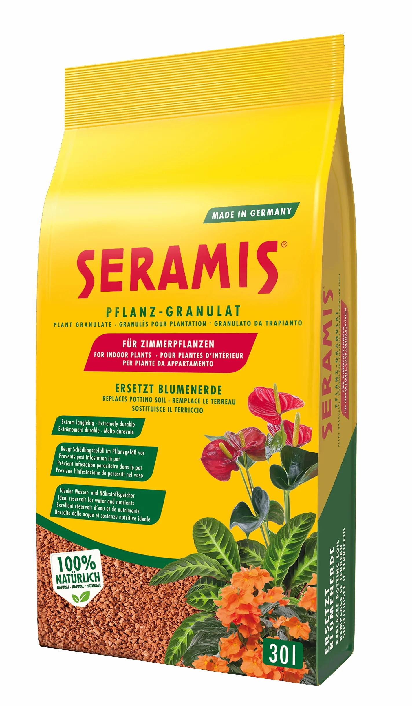 Seramis 4008429008702 Granulat Gliniany Zamiennik Ziemi do Roślin, Żółty, 30 L