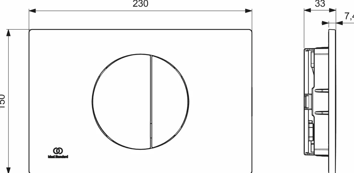 Ideal Standard Oleas płyta uruchamiająca do spłuczek WC ProSys – 2 zestawy mechanicznych przycisków z tworzywa sztucznego ABS – chrom (matowy)