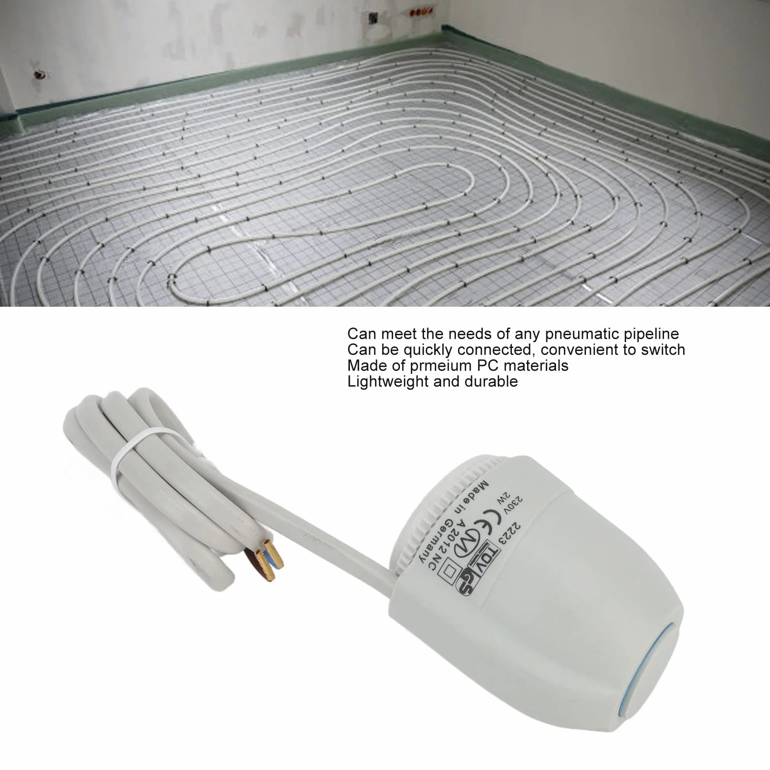 Elektryczny Siłownik Termiczny 2 W, Siłownik do Ogrzewania Podłogowego 230 V Rozdzielacz Zamknięty IP54 Wodoodporny Zawór Termostatyczny do Ogrzewania Podłogowego do Systemu