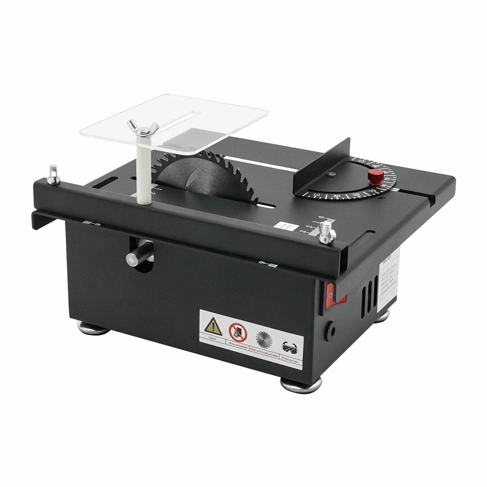 Mini stołowa pilarka tarczowa, 200 W, wielofunkcyjna piła 10 000 obr./min, regulacja kąta 0-90°, "zrób to sam", 7-biegowa regulacja do obróbki drewna, projektów cięcia, czarna