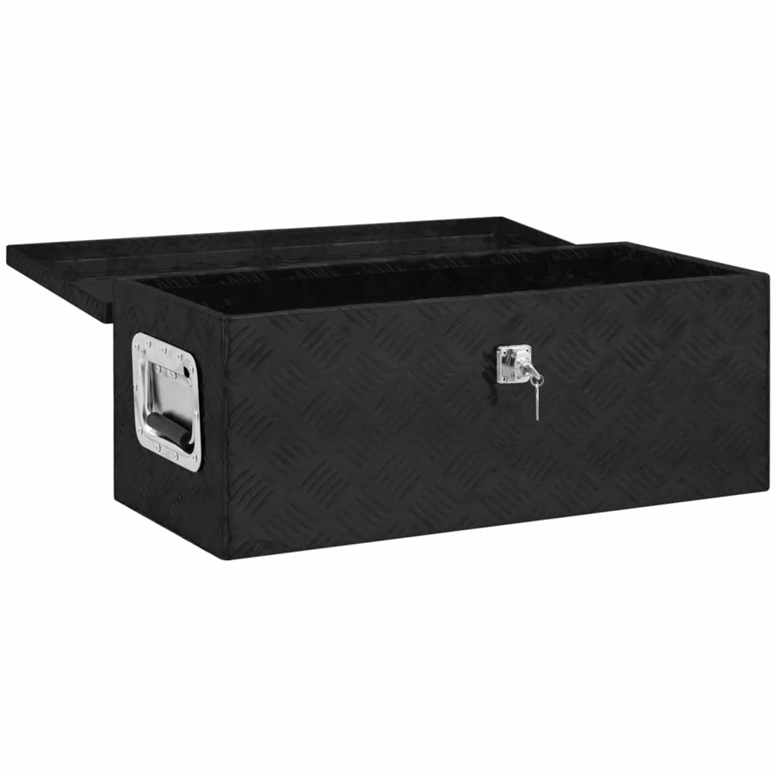 ShGaxin Aluminiowa skrzynka magazynowa czarna 70x31x27 cm, metalowa skrzynka narzędziowa, skrzynka na narzędzia, aluminiowe pudełko