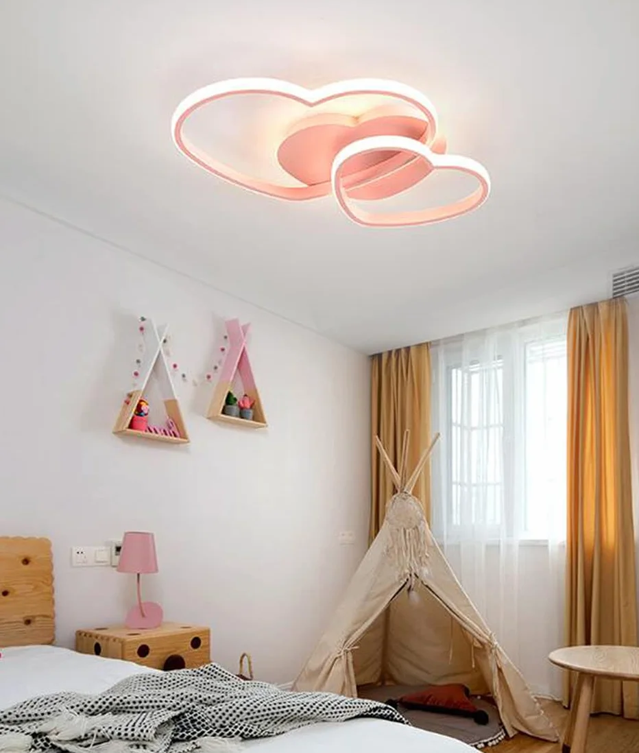 Lampa Sufitowa LED Nowoczesna Lampa Dziecięca Kształcie Serca Pokoju Dziecięcego Możliwość Przyciemniania Pomocą Pilota Sypialnia Chłopcy Dziewczęta Lampa Wisząca Do Salonu Wewnętrzny,Pink