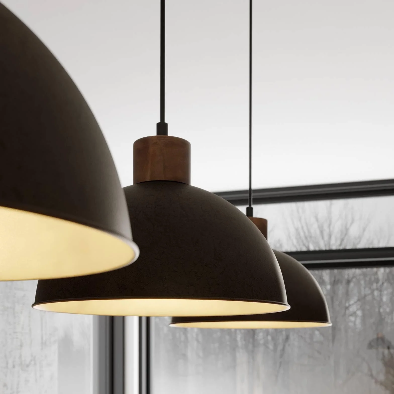 Lindby 3 -punktowa 'Holgar', styl industrialny, m. in. do salonu, jadalni, kolor zielony, metal, żarówka E27