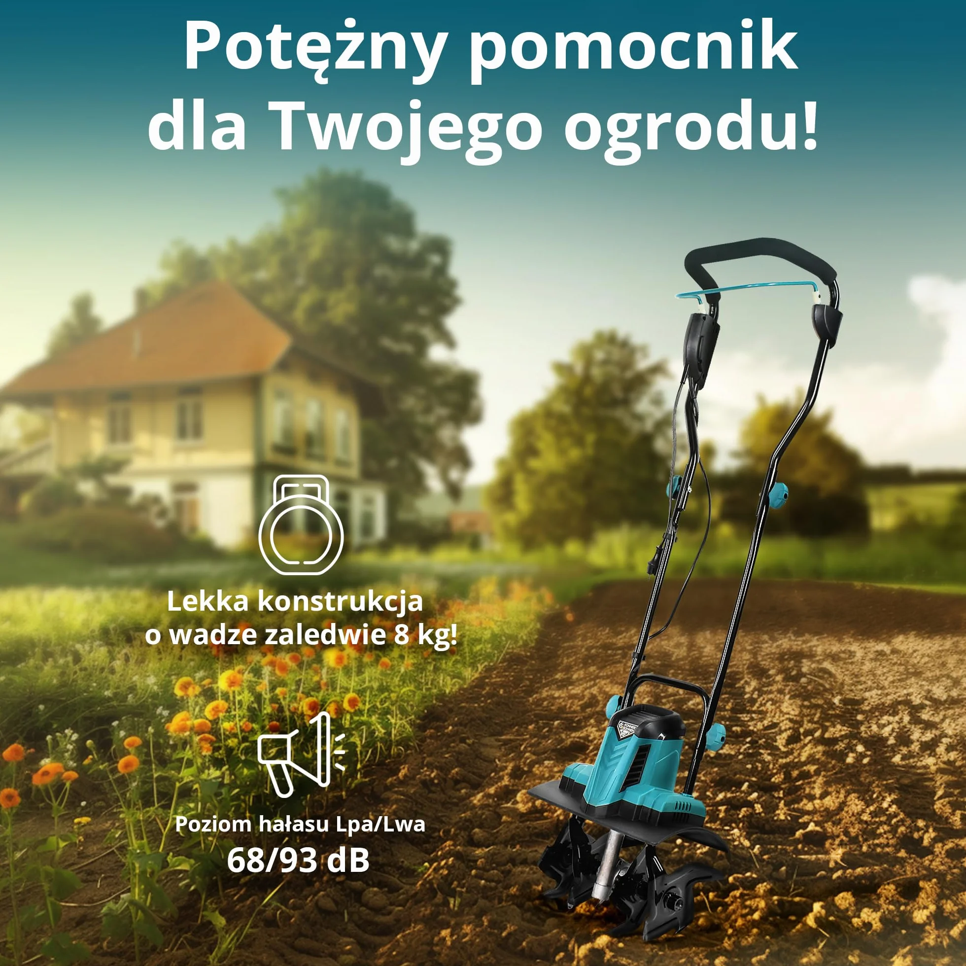 Könner & Söhnen KS 1000T E Glebogryzarka elektryczna, mocne metalowe frezy, szerokość/głębokość robocza 36/22 cm, 1000 W, 230 V, 8 kg, kultywator do podwórek, rabat kwiatowych i ogrodowych