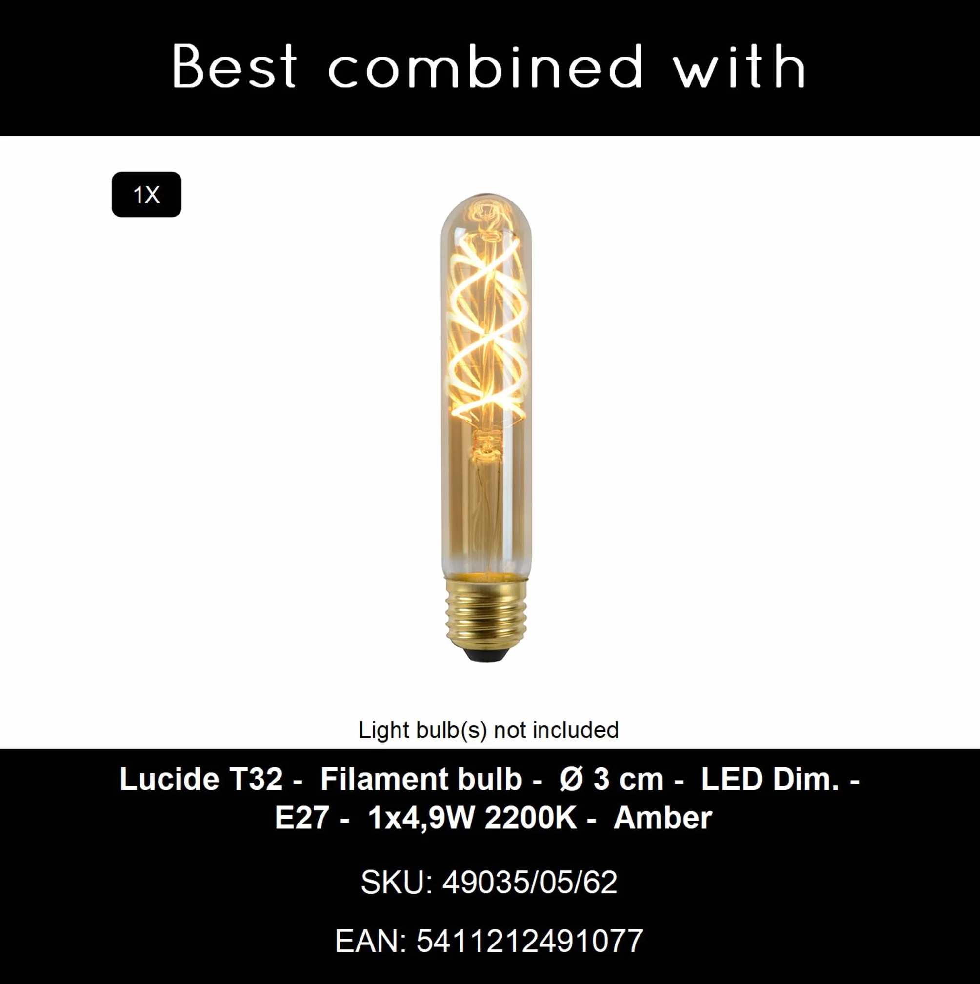 LUCIDE JOANET - Zawieszenie - Ø 16 cm - 1xE27 - Dym