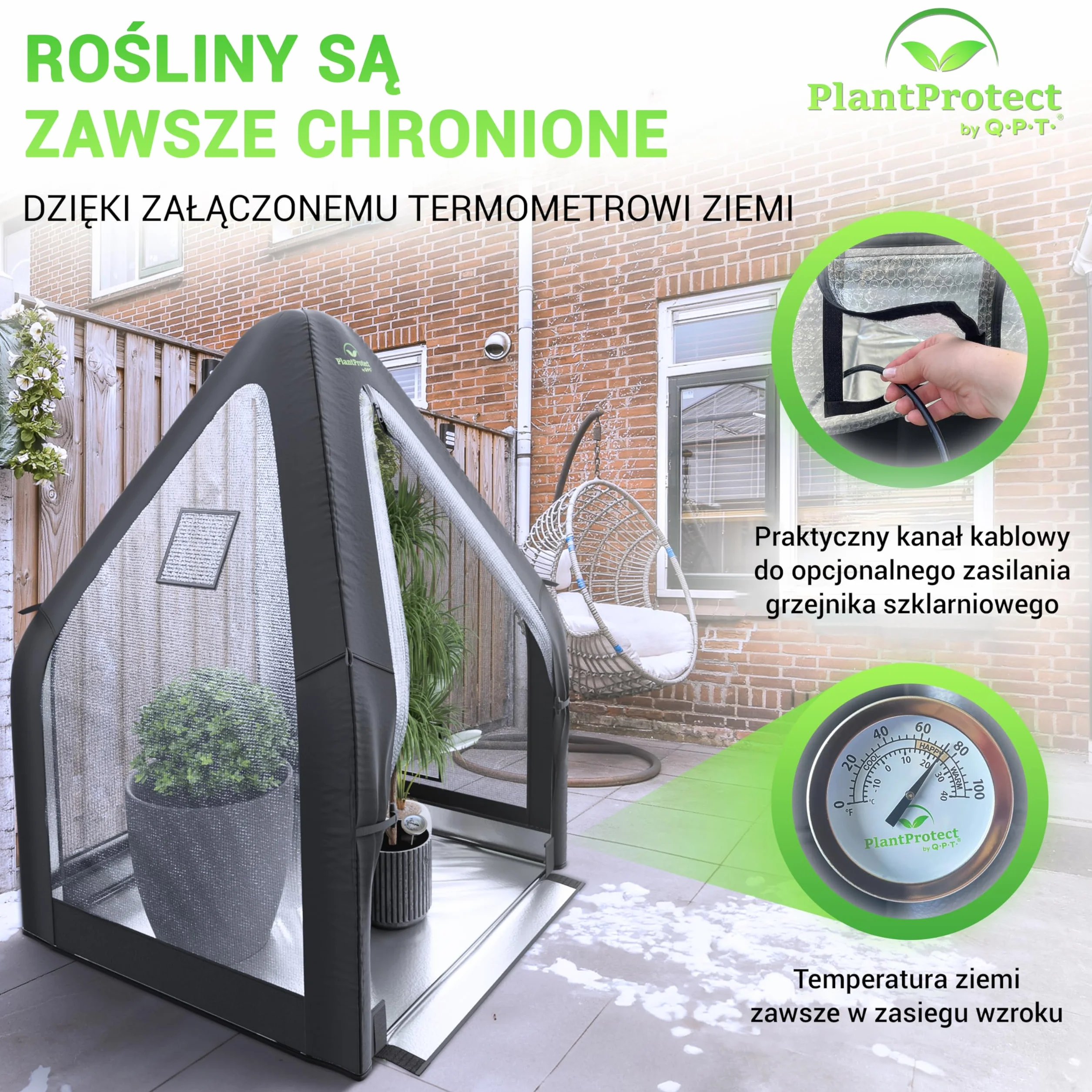 Q.P.T. Namiot zimowy dla roślin - Ochrona przed wiatrem i deszczem (Folia bąbelkowa)
