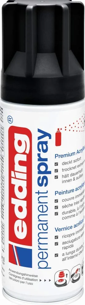 Edding 4-5200901 Farba Akrylowa w Sprayu, Czarny, 200 ml