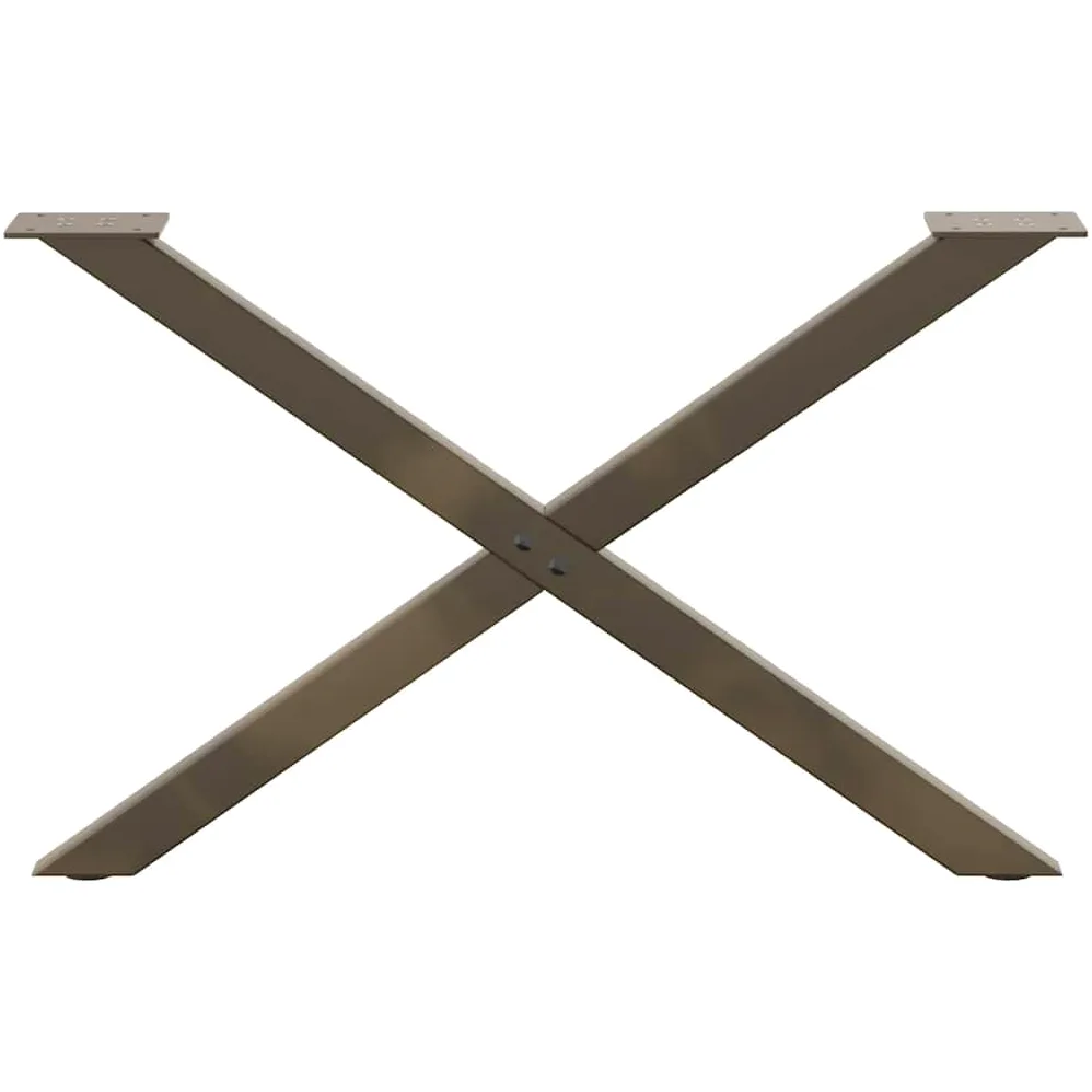Nogi do stolika kawowego w kształcie litery X, 2 sztuki, stal naturalna, 70 x (42-43) cm, wytrzymały stelaż stalowy z regulowanymi nóżkami poziomującymi, zapewnia stabilność, nowoczesne