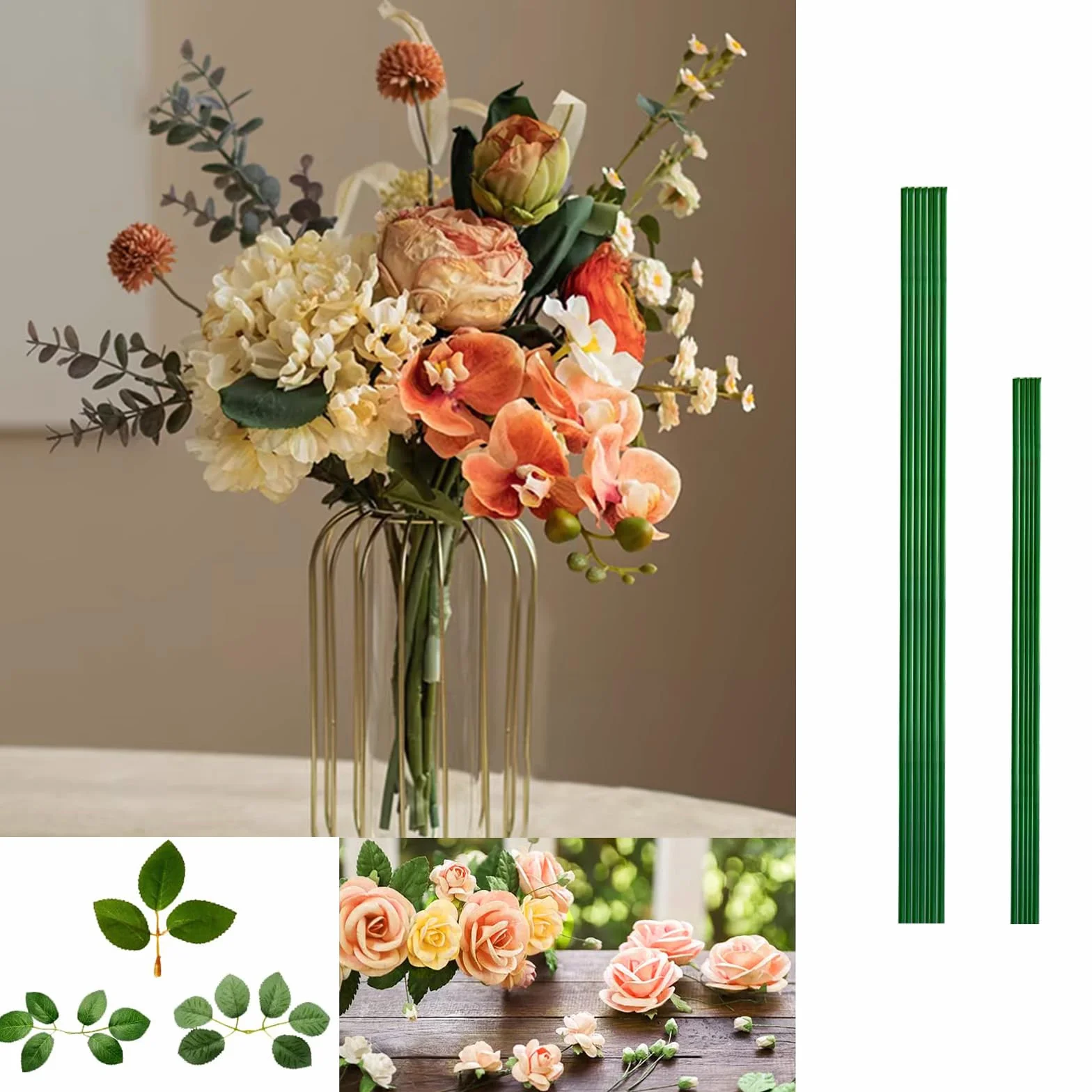 Drut florystyczny 2 mm 30 cm zielony 100 sztuk do kwiatów