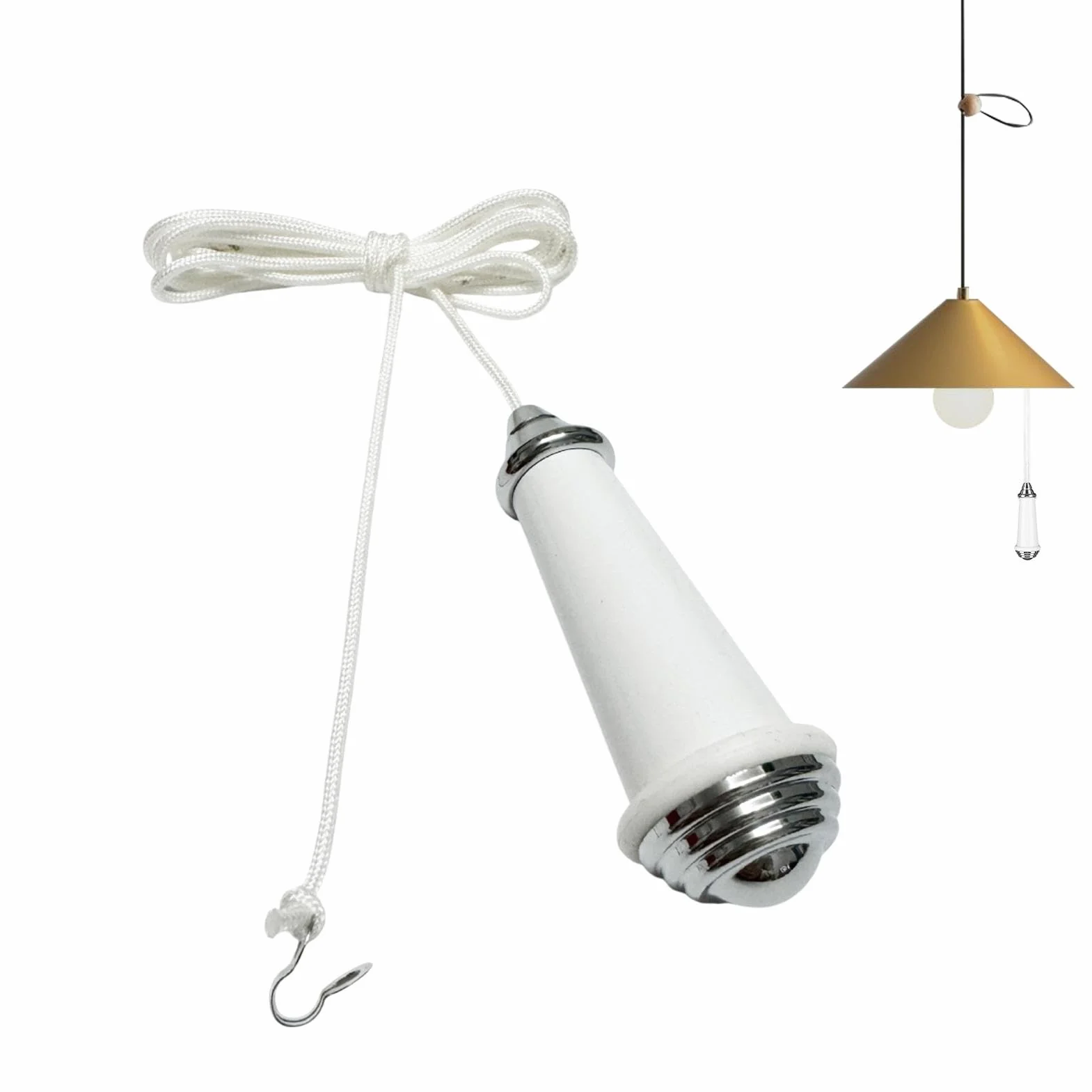 Pull Cord Control, Light Fixture Pull Chain, Stylish Ceiling Fan, Nylon String with Chrome Finish for Home, Study Room, Hotel, Modern Interiors 3.15x0.67 Inch