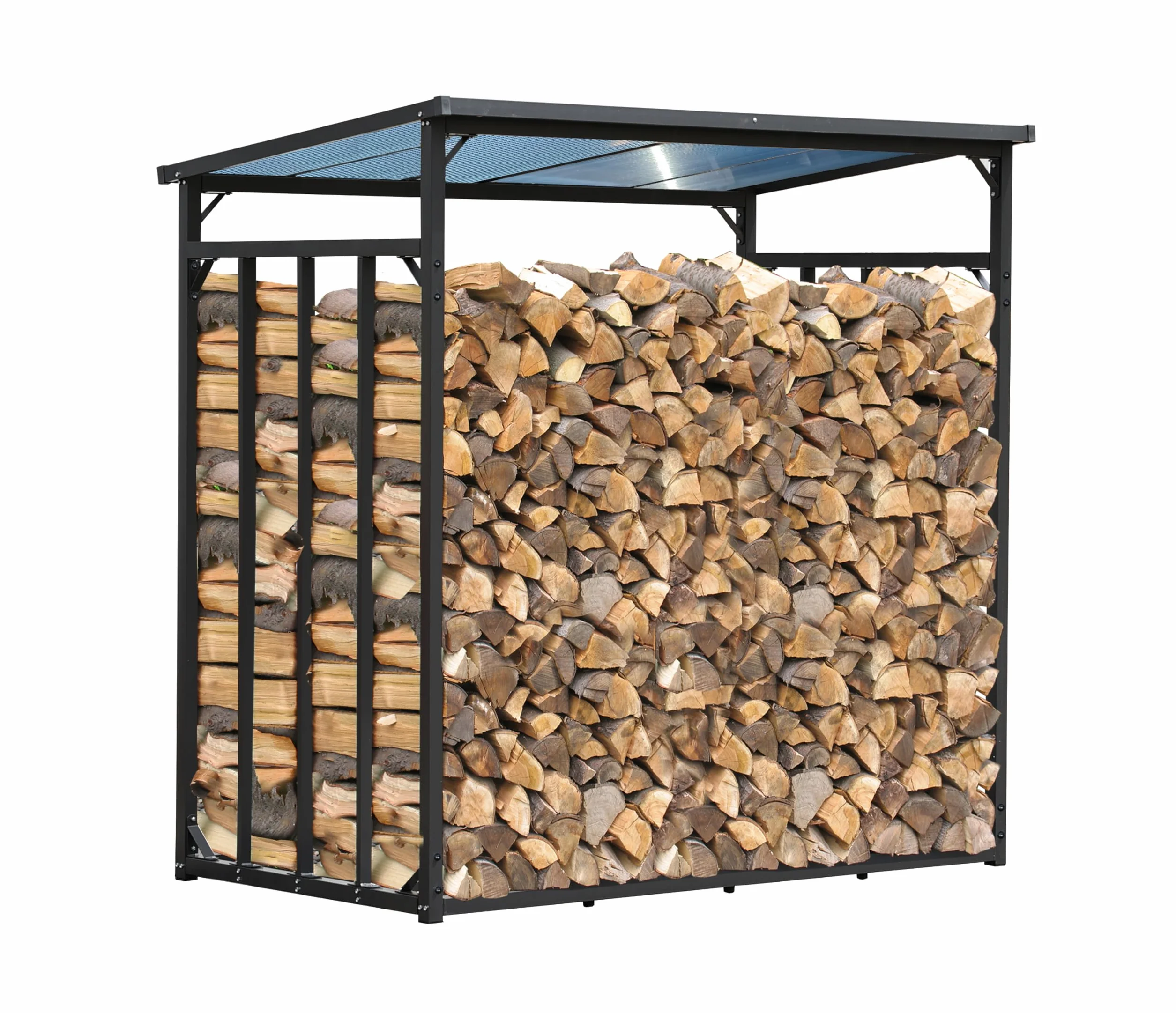 QUICK STAR Metalowy regał na drewno kominkowe, antracyt, XXL, 185 x 100 x 185 cm, XXXL stojak na drewno kominkowe, 3,5 m³, stojak na drewno kominkowe, pomoc do układania w stos na zewnątrz