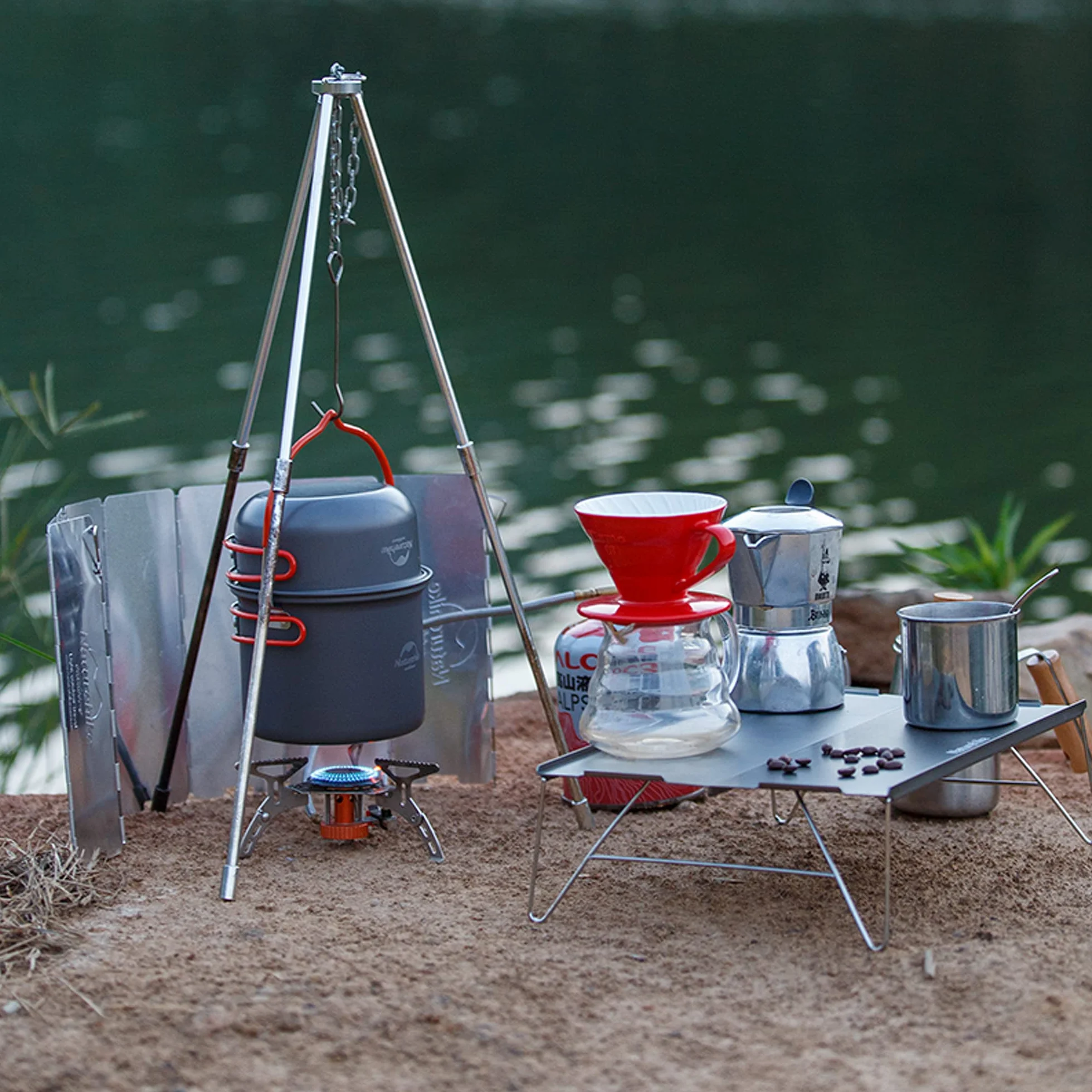 Naturehike 10-płytowa aluminiowa osłona kuchenki kempingowej składana z torbą