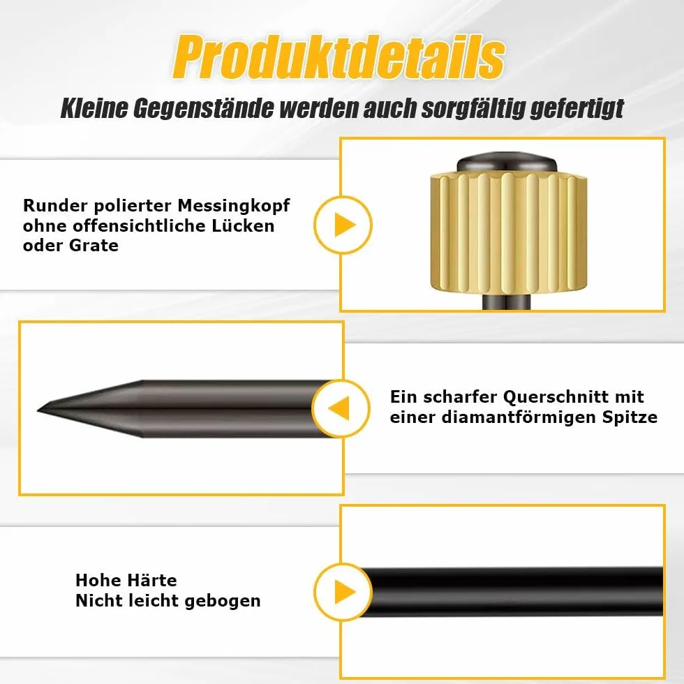 Dreamil 50 sztuk mosiężnych zawieszek do obrazów, zestaw z pudełkiem do przechowywania, gwoździe, haczyki do ramek/tablic do przypinania/płótna (długość 2,5 cm)