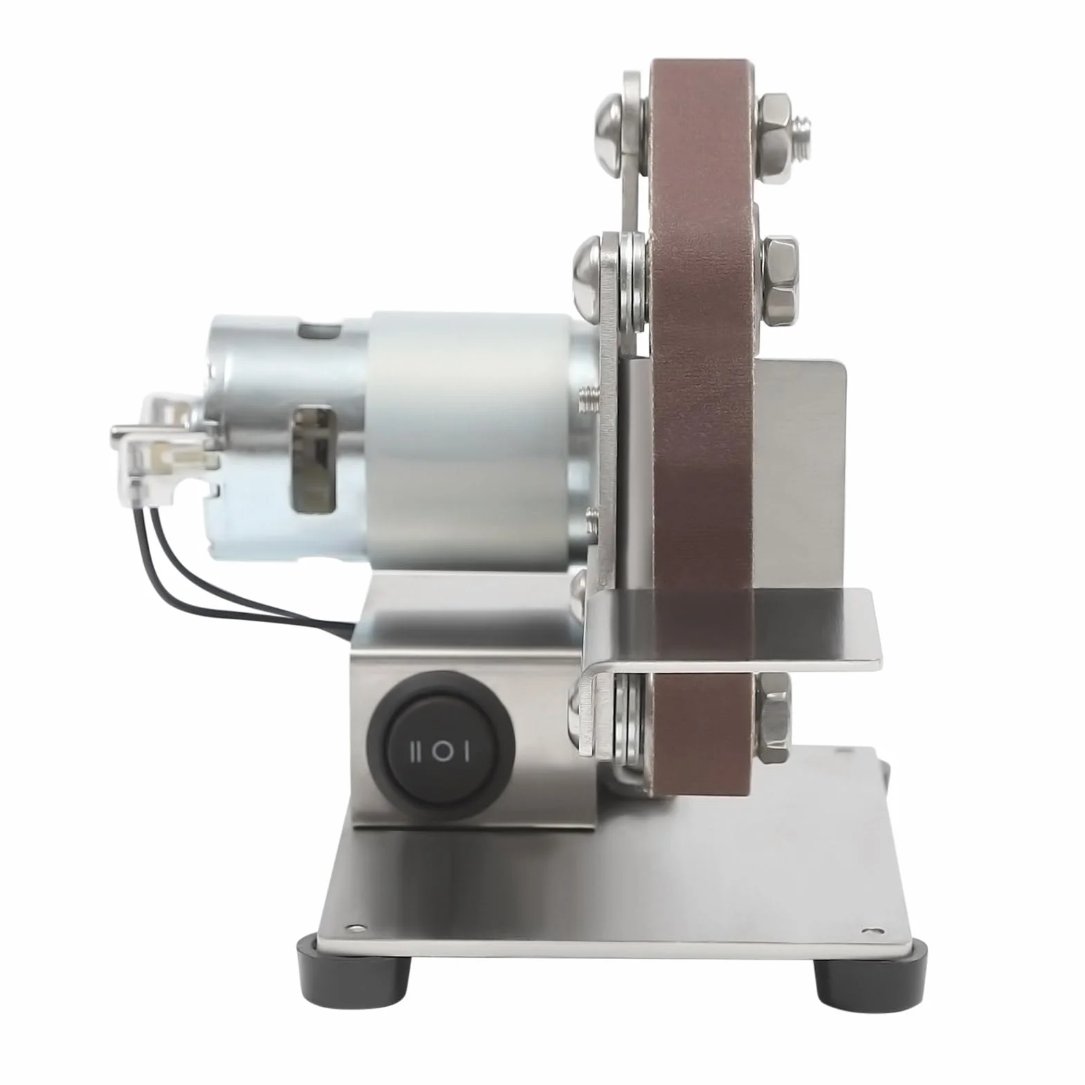 Mini szlifierka taśmowa Belt Sander z silnikiem 775, 150 W, do samodzielnego polerowania, 7 biegów, z 10 taśmami szlifierskimi 15 x 330 mm