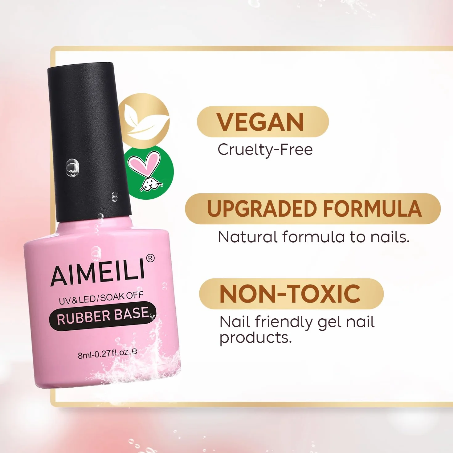 AIMEILI Rubber Base 8 ml Flexible Builder żel samowygładzający lakier pod paznokcie Strengthener Rhinestone Glue Gel lakier do paznokci przezroczysty Jelly Rubbergel 5 IN 1-1013