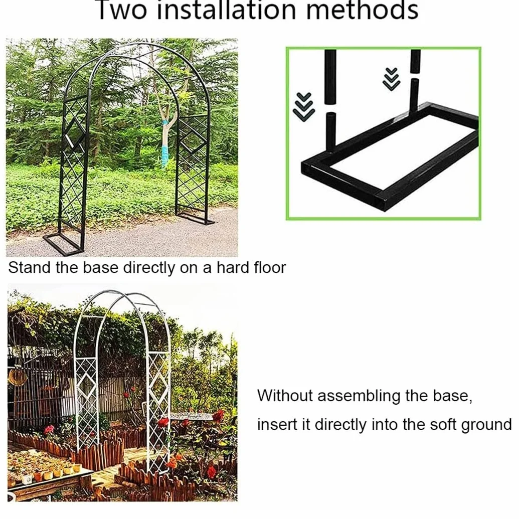 Metalowy łuk ogrodowy, metalowy łuk ogrodowy z kratką, solidna pergola o dużej wytrzymałości 270 cm, łuk różany z przejściem, szeroki 1,4 m, 1,8 m, 2,2 m, 2,6 m, 3 m, 3,4 m, łuki wsporcze z podstawą