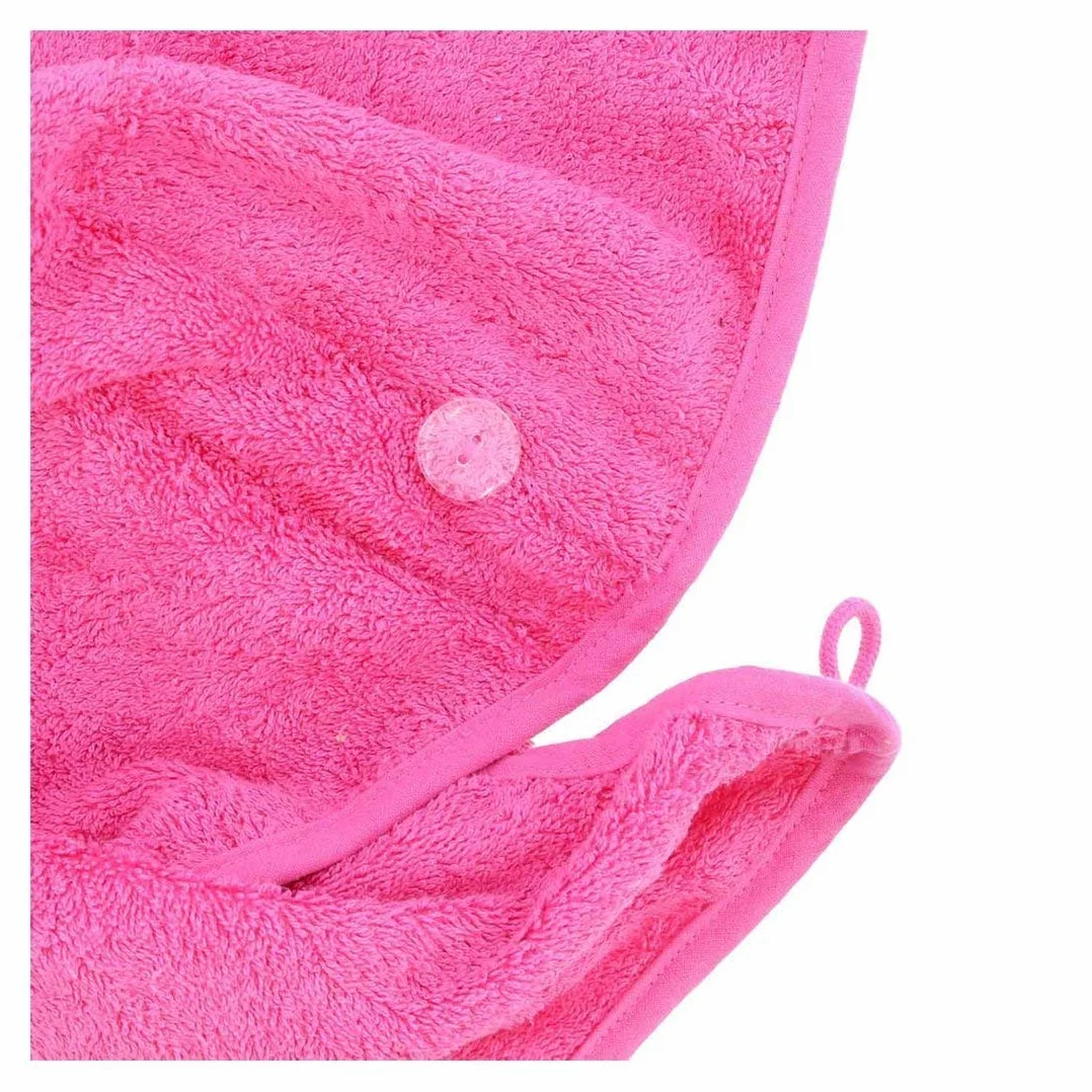 aztex Luksusowy ręcznik turban do włosów, ręcznik do owijania głowy, ręcznik do suszenia włosów z pętlą i zapięciem na guziki, luksusowy chłonny i lekki bawełna, wiele kolorów, 64 x 23 cm - różowy
