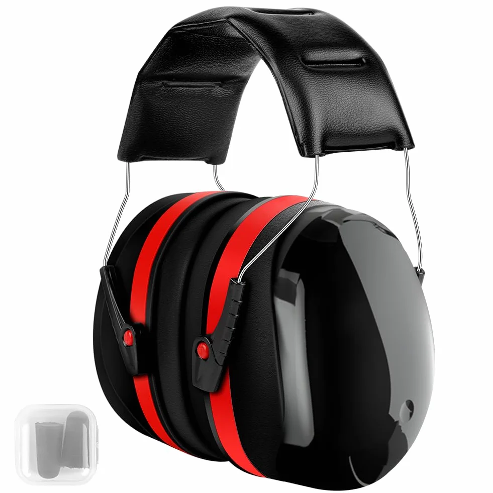 flintronic Ochrona słuchu dla dorosłych/dzieci, regulowana ochrona przed hałasem, słuchawki z pogrubioną pianką tłumiącą hałas do koszenia, budowy i prac w drewnie, do czytania, 19 x 14 cm