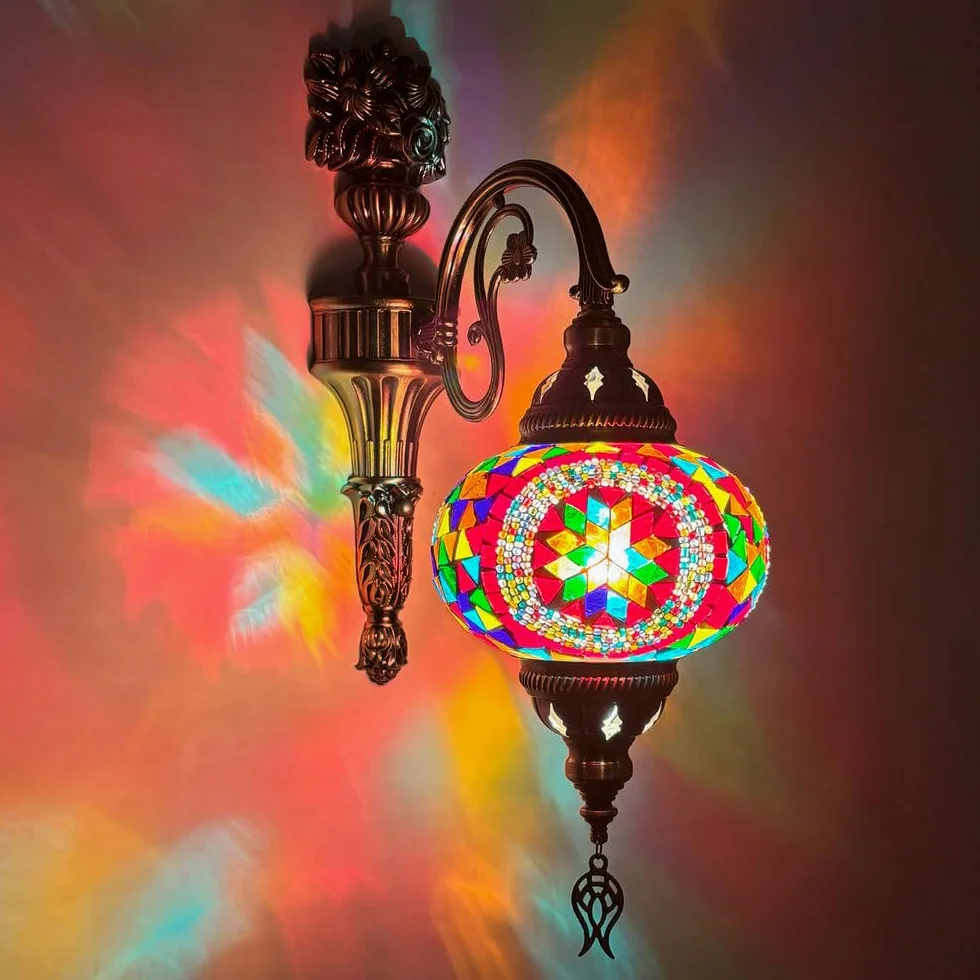 Lampa ścienna Retro Egzotyczna Ręcznie Wykonana Mozaika Specjalna Restauracja Hotel Pensjonat Korytarz Lampa ścienna