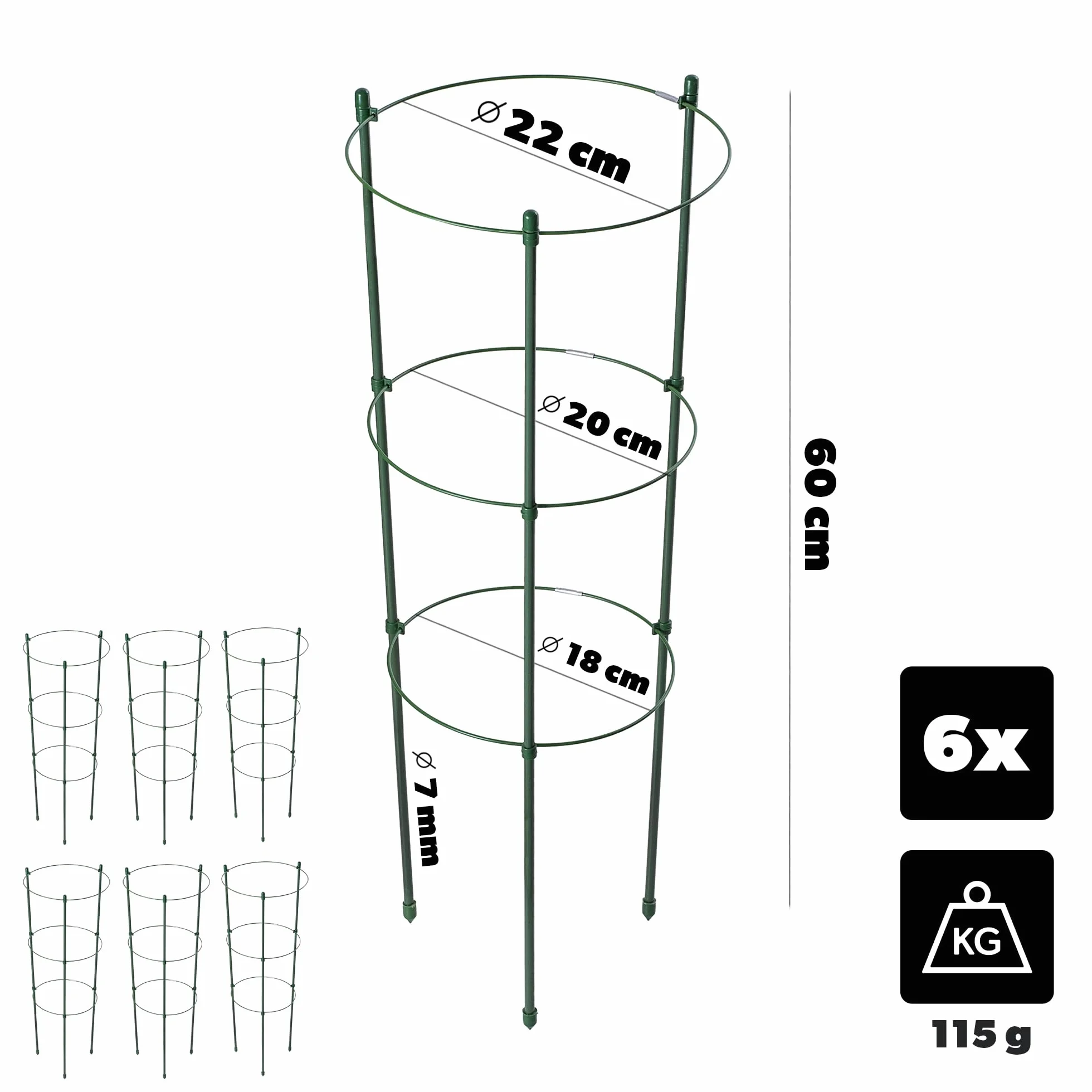 KADAX Podpora na rośliny pnące 60 cm zestaw 6 szt. wieża do pomidorów