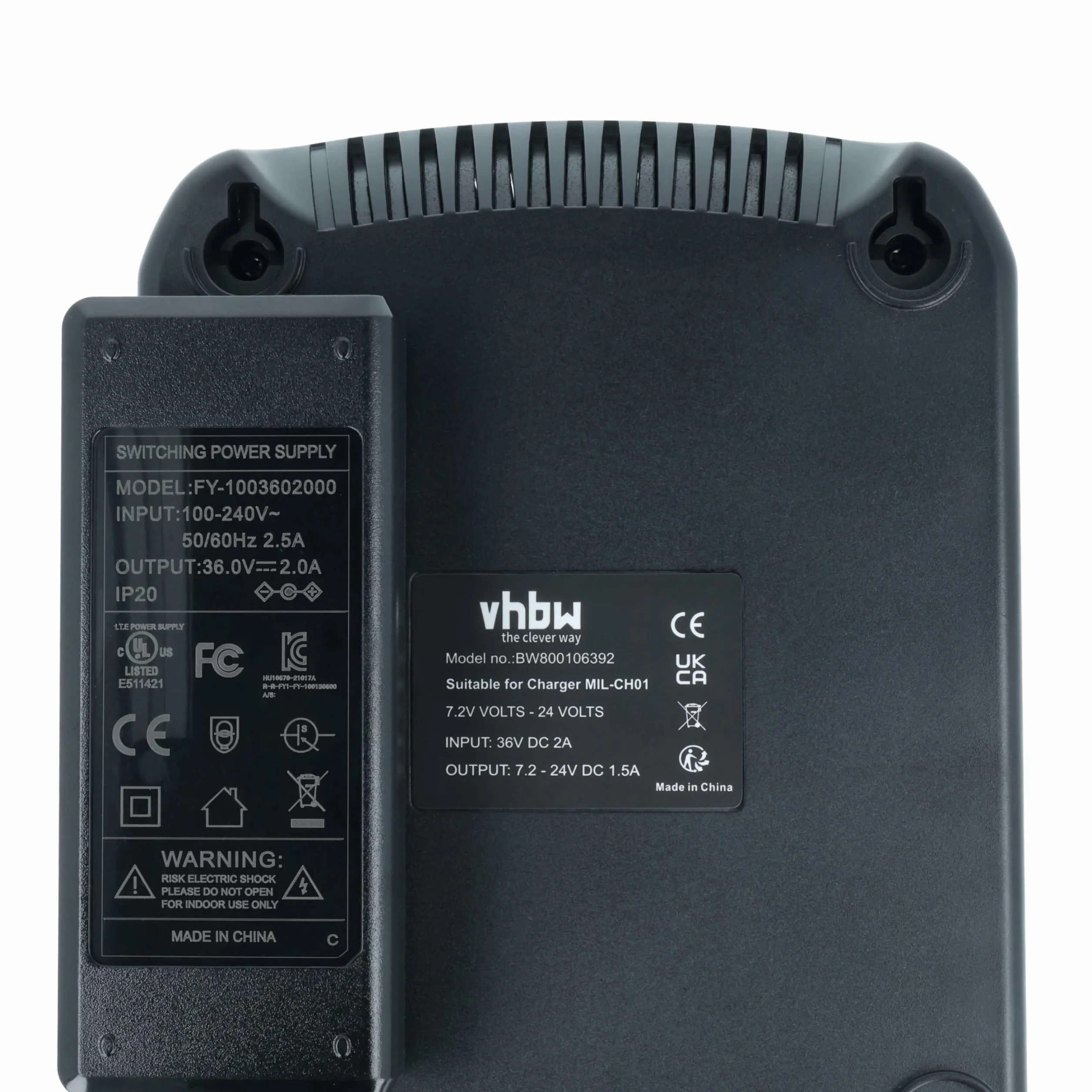 vhbw Ładowarka 7,2-24 V kompatybilna z AEG/Milwaukee B9.6, B1420R, B1420, BBH24 Ni-Cd, NiMH, Li-Ion narzędzi, 120 W