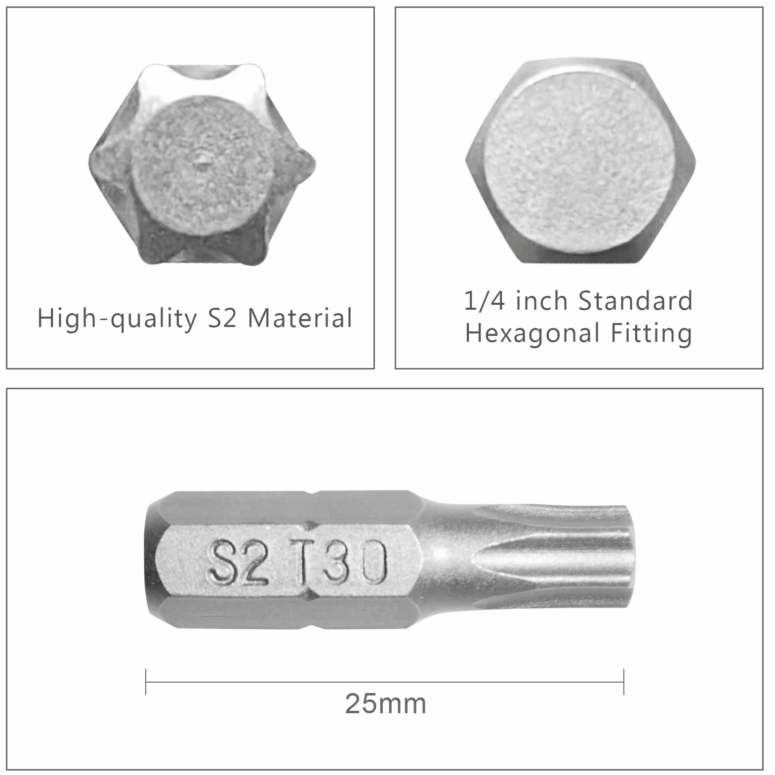 DAKCOS T30 bit, Torx Bit T30, asortyment bitów z S2 (długość: 25 mm, 20 sztuk)