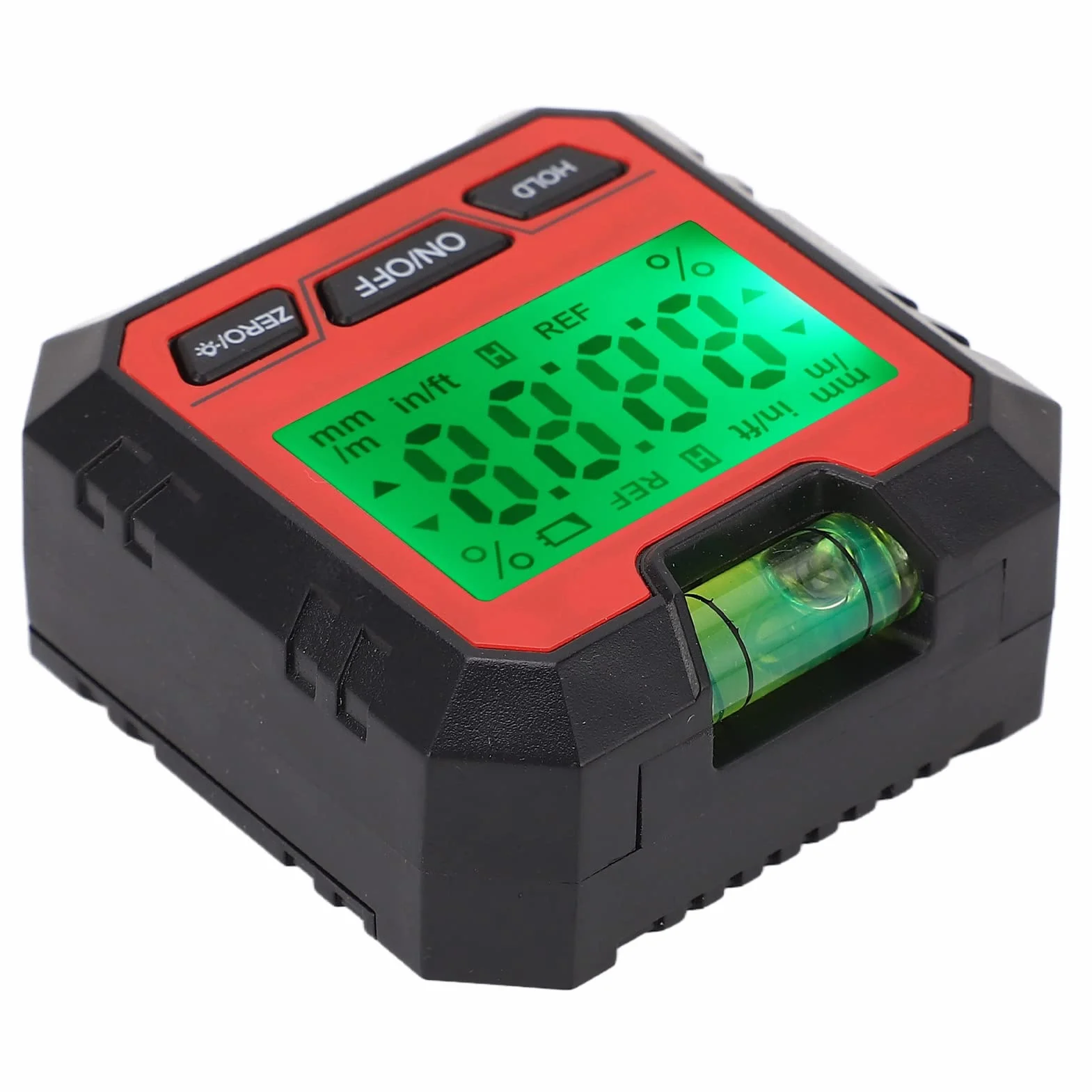 Poziomica Cyfrowa, Magnetyczny Cyfrowy Elektroniczny Miernik Poziomu i Kąta, Mini Inklinometr Kątomierza, Niwelator do zastosowań Stolarskich, Budowlanych, Murarskich (Czerwony)