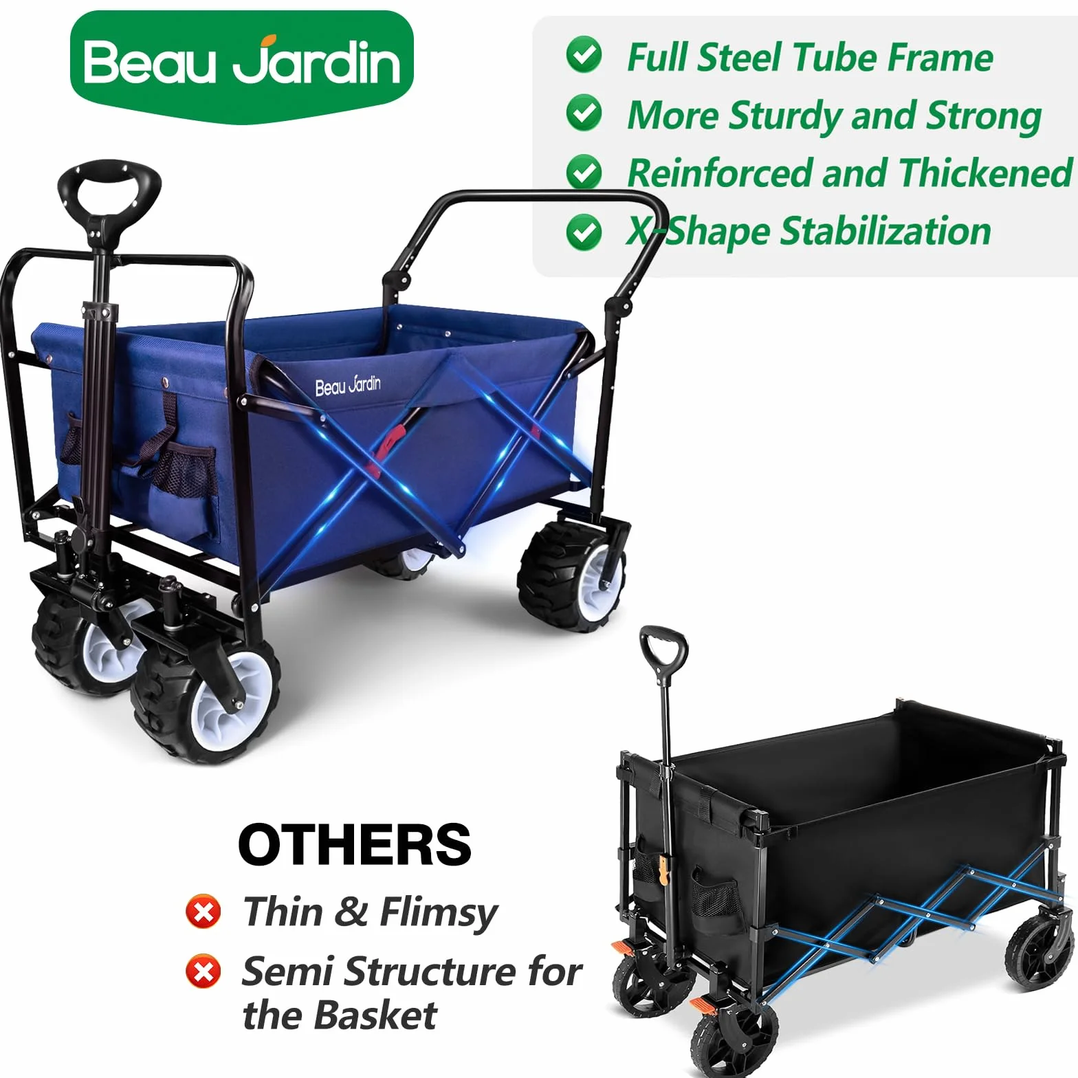 BEAU JARDIN składany wózek transportowy 100 kg
