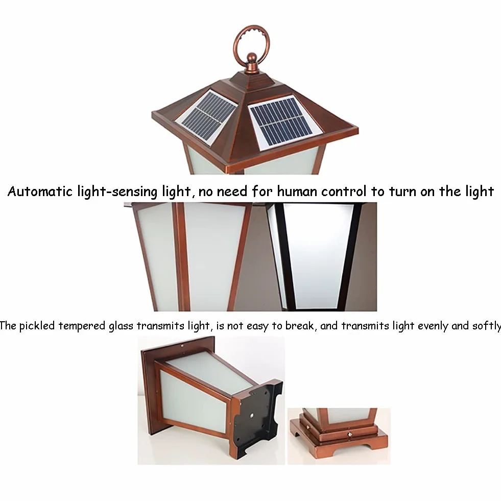 Światła słupkowe na zewnątrz, lampy ogrodowe, oświetlenie tarasu LED, solarne światła słupkowe na zewnątrz, lampa ogrodowa, ciepła biała lampa słupkowa, IP65, wodoodporna, nowoczesna latarnia słupkowa, do tarasu, ogrodzenia, willi, filar bramy