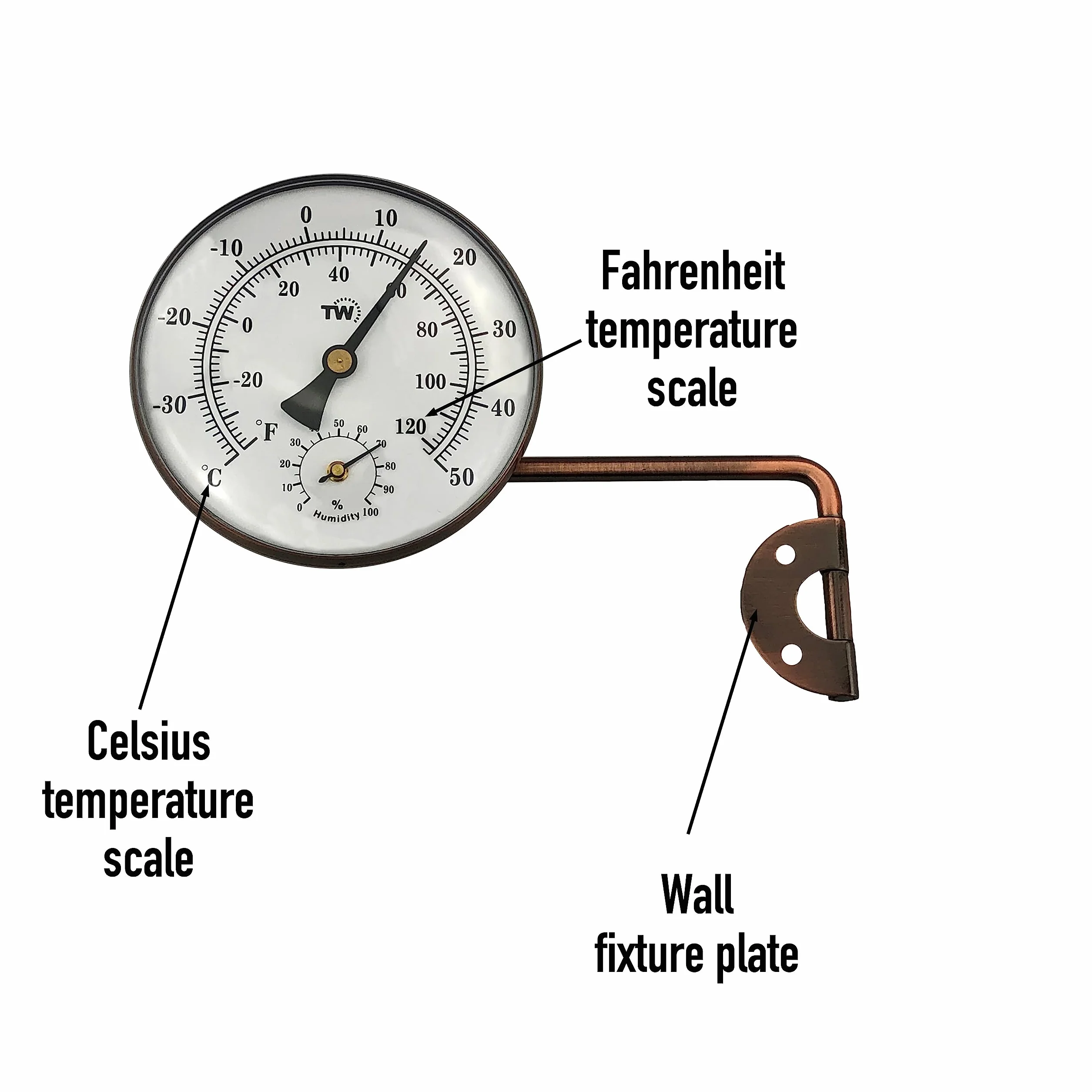 Mosiężny termometr zewnętrzny higrometr ogrodowy miernik temperatury i wilgotności ścienny