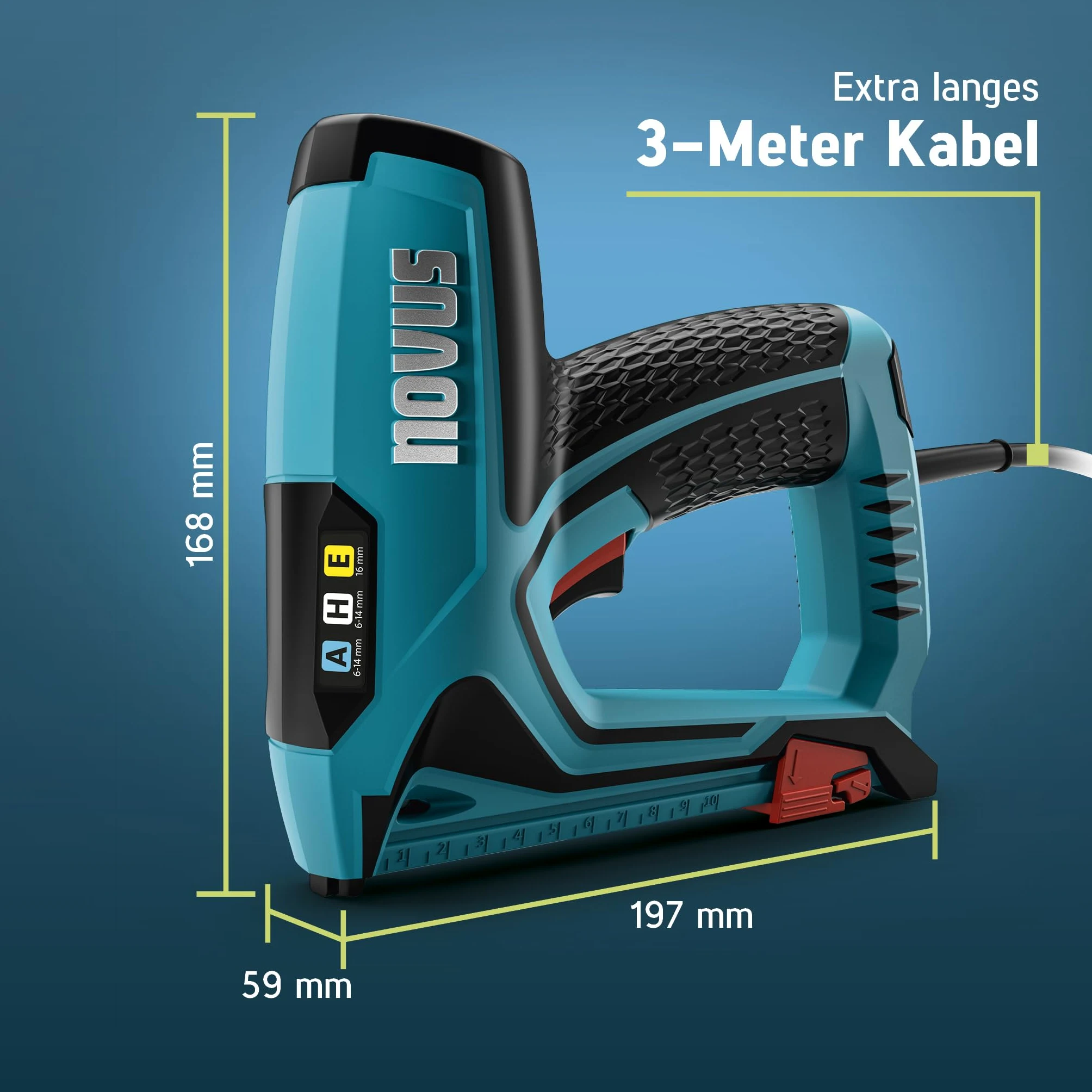 NOVUS TOOLS Zszywacz elektryczny J-150 zestaw ze 1800 zszywkami, profesjonalny zszywacz i pistolet do paznokci z regulacją siły uderzenia, ogranicznikiem dystansowym i mechanizmem podładowania │ do