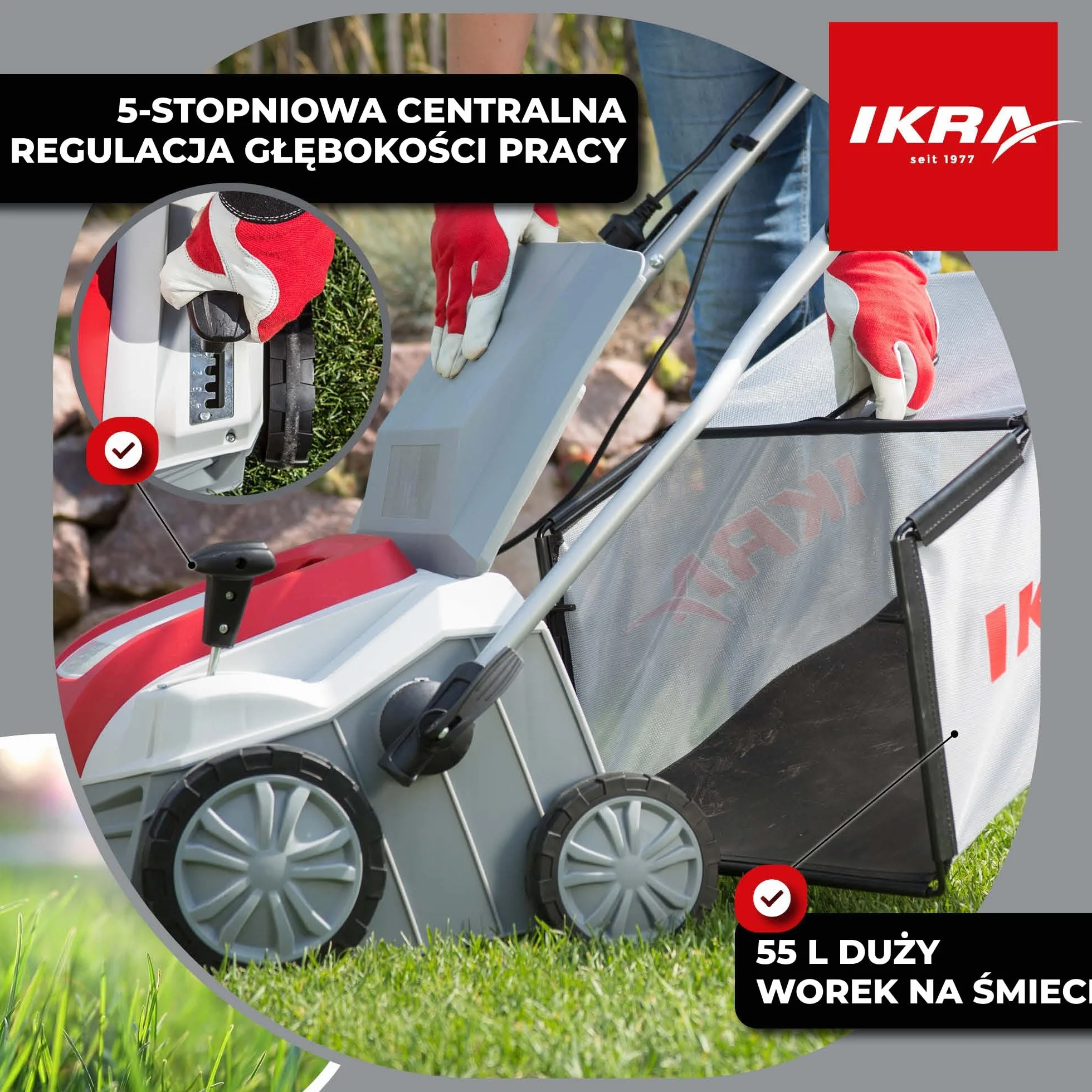 IKRA IEVL 1840 Aerator Wertykulator elektryczny 1800W 40cm 55l