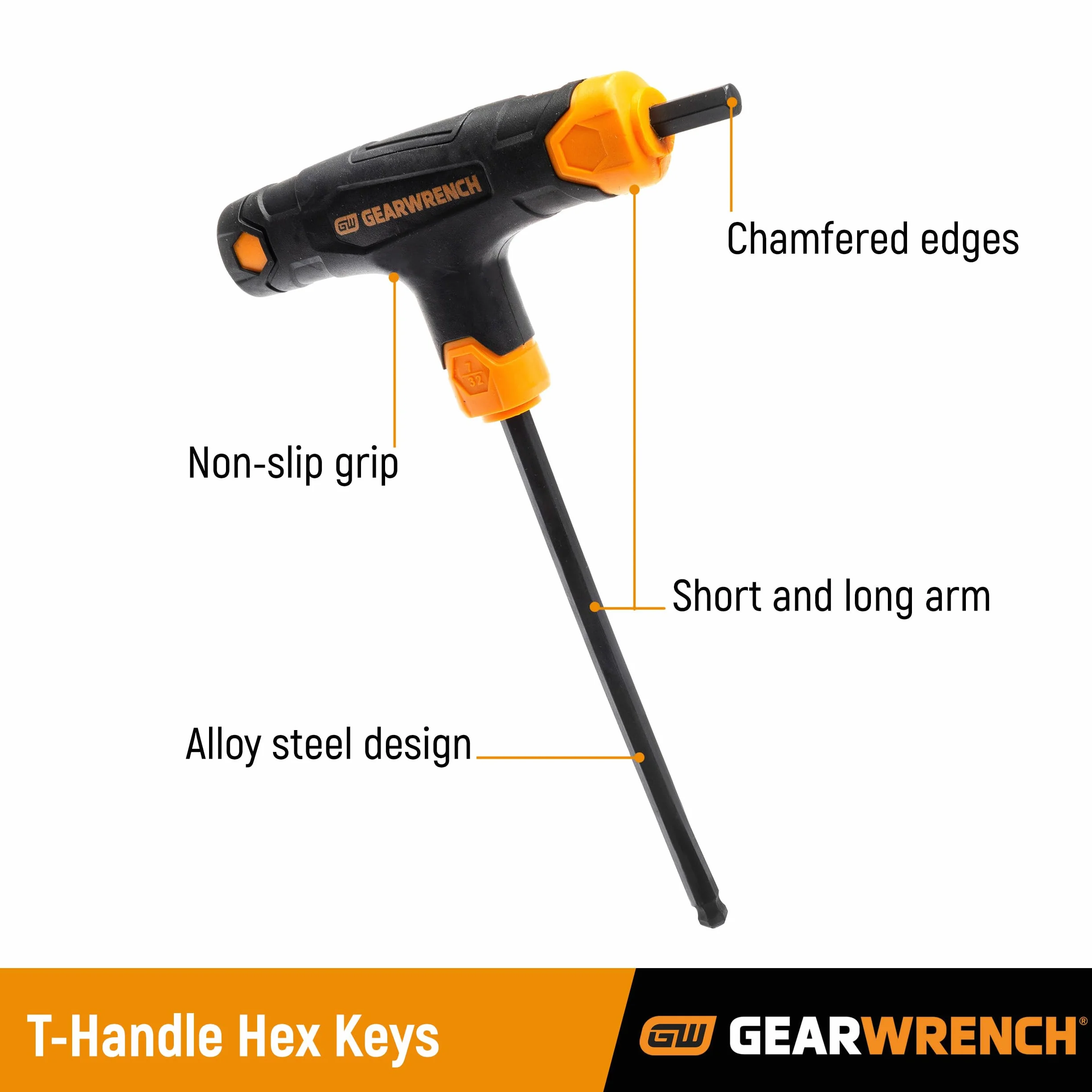 GearWrench 83516 metryczny zestaw kluczy sześciokątnych z uchwytem w kształcie litery T, 7-częściowy
