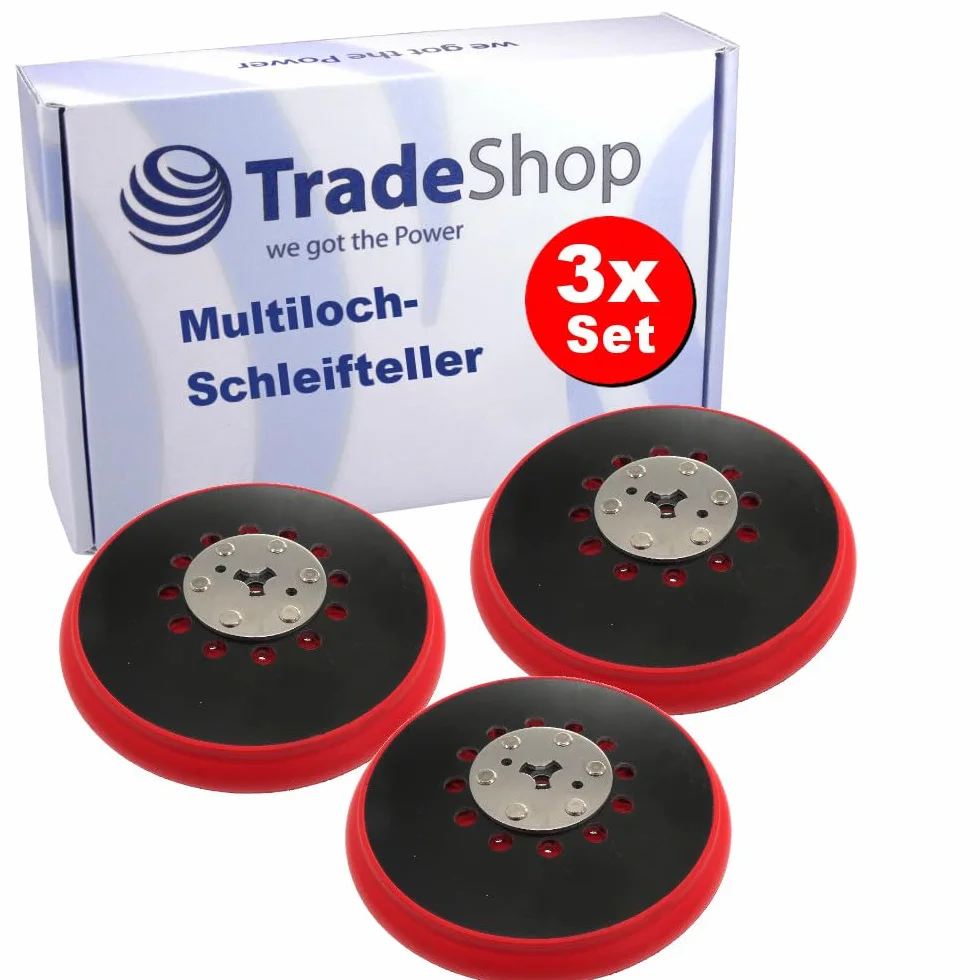 3 x Trade-Shop 150 mm, 72-otworowy talerz szlifierski na rzep, talerz szlifierski, kompatybilny z szlifierkami mimośrodowymi M8, zamiennik do Bosch 2 608 601 335/2.608.601.335, RSM6045