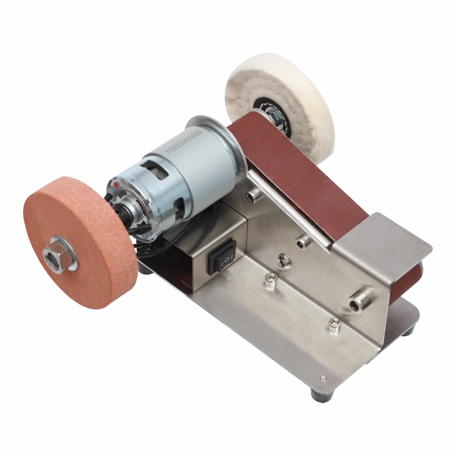 Mini szlifierka taśmowa, 7 stopni, mini taśma Sander 1-45°, szlifierka ok. 150 W, z 20 taśmami szlifierskimi i osłoną przeciwpyłową, do gospodarstw domowych, na rynkach spożywczych, fabrykach