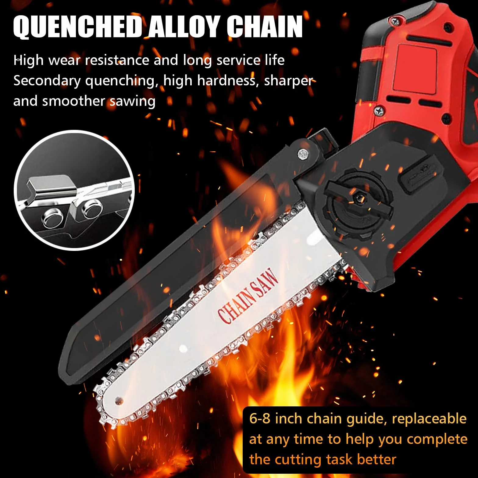 Mini piła łańcuchowa 20 cm, 15 cm, akumulatorowa piła łańcuchowa, kompatybilna z Milwaukee 18 V, ręczna piła łańcuchowa, akumulator z automatycznym olejarką i zamkiem bezpieczeństwa do sekatora