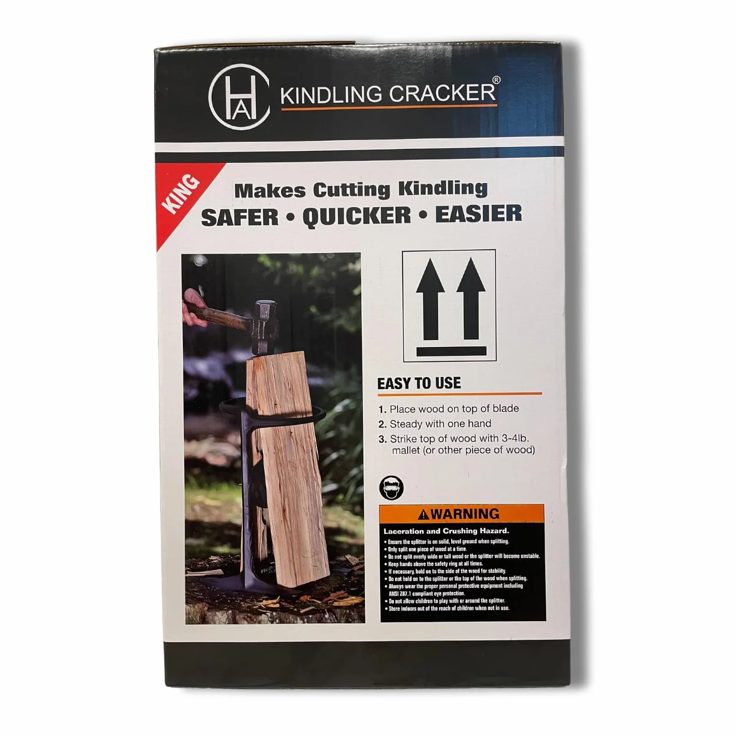 Kindling Cracker King Firewood Splitter With Hammer, Cover & Firelighters