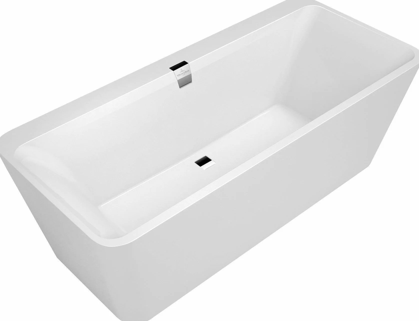 Villeroy and Boch Quaryl wanna wolnostoj?ca Squaro Excellence Duo, UBQ180SQE9T2V 1800x800mm, z odp?ywem i przelewem, bezspoinowa, z gotowym dop?ywem wody, Kolor: alpina bia?a - UBQ180SQE9T2V-01