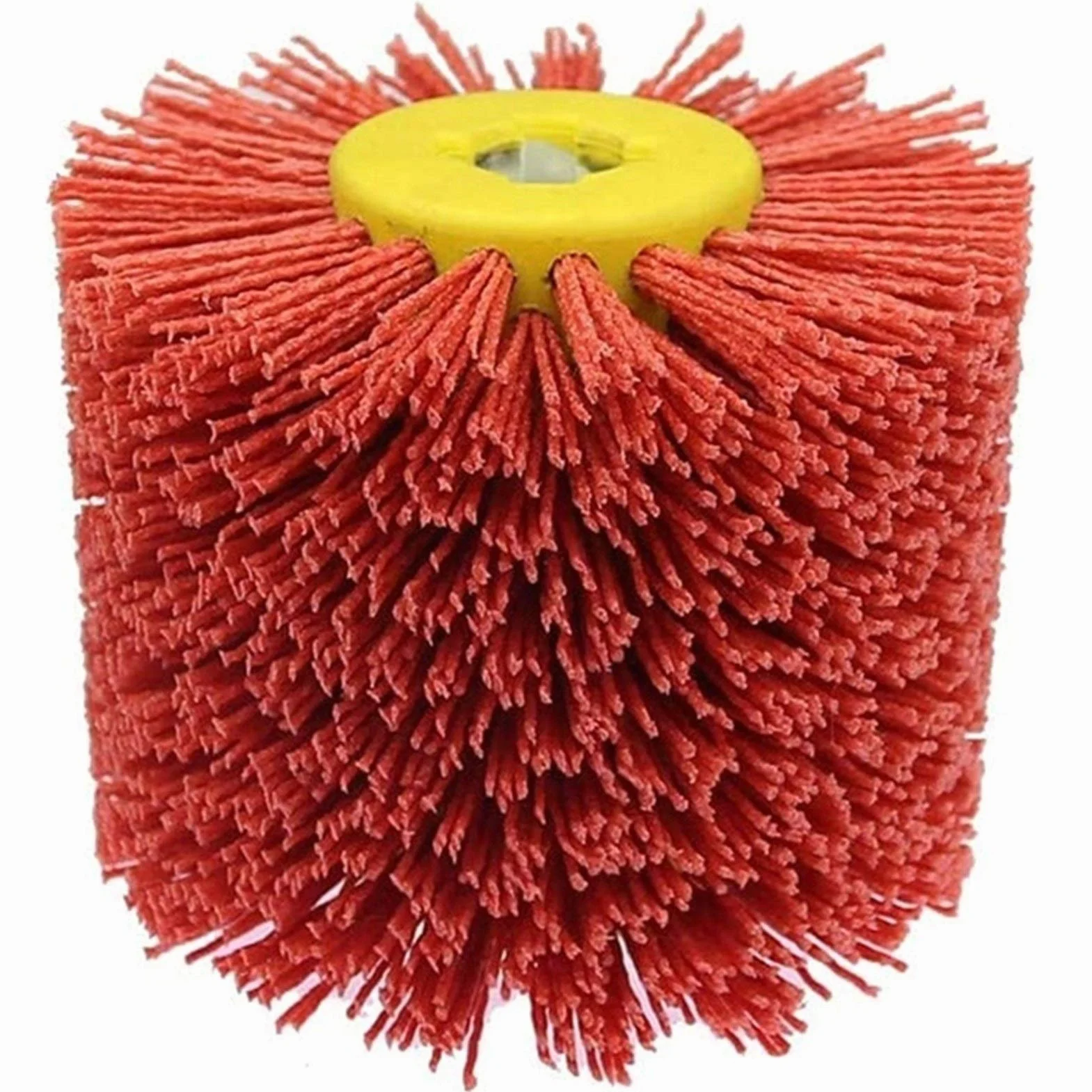 Szczotka tarczowa Szczotka tarczowa z drutu nylonowego Czerwone szczotki bębnowe z drutu ściernego Gratowanie Polerowanie Tarcza polerska do mebli Adapter szlifierki kątowej do drewna Narzęd